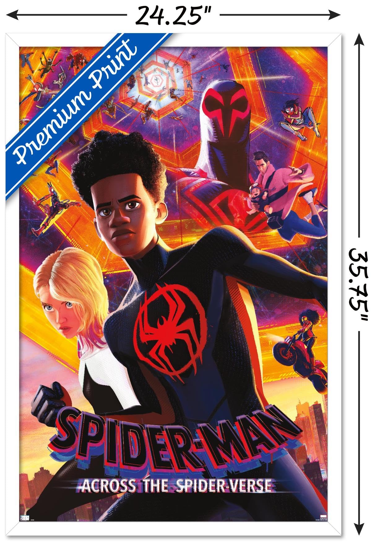 Trends International Marvel Spider-Man: Across The Spider-Verse - Group One Sheet Wall Poster, 22.37'' X 34.00'', White Framed V