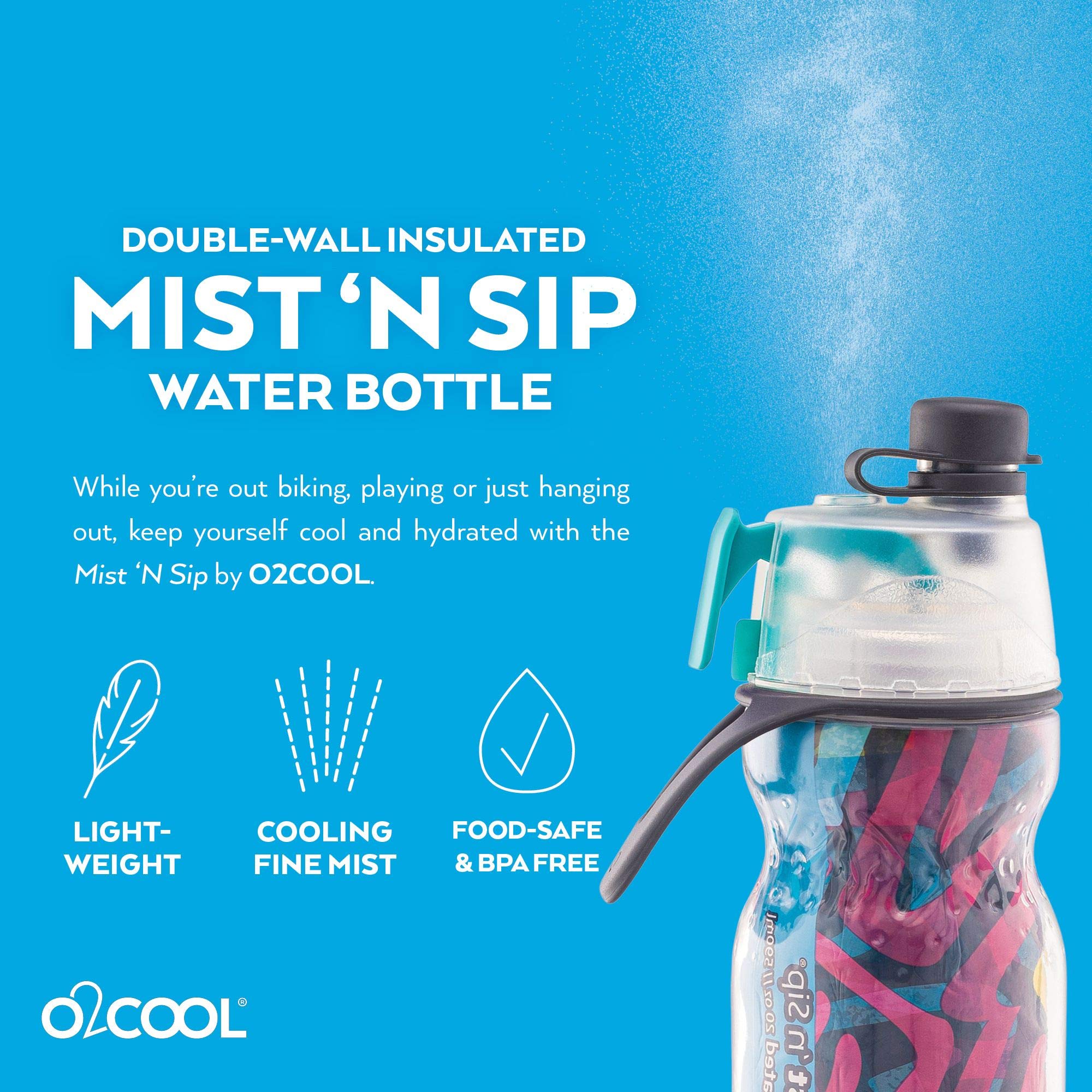 O2Cool ArcticSqueeze Insulated Mist 'N Sip Squeeze Bottle - 20 Ounce  Artist Four