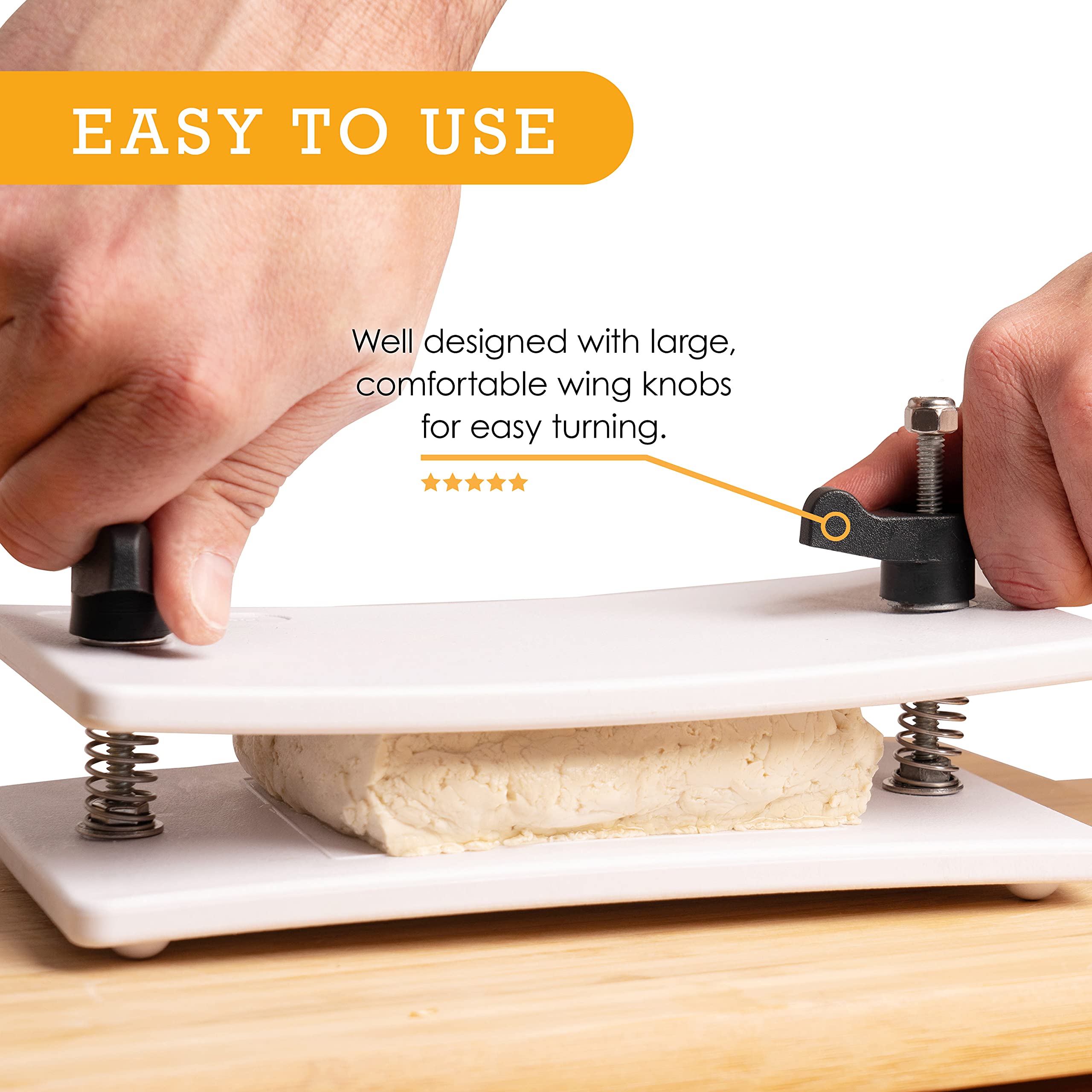 Extra Firm Tofu Press By Healthy Express. Premium Curved Plates For Superior Pressing Results On Firm And Extra Firm Tofu. Healt