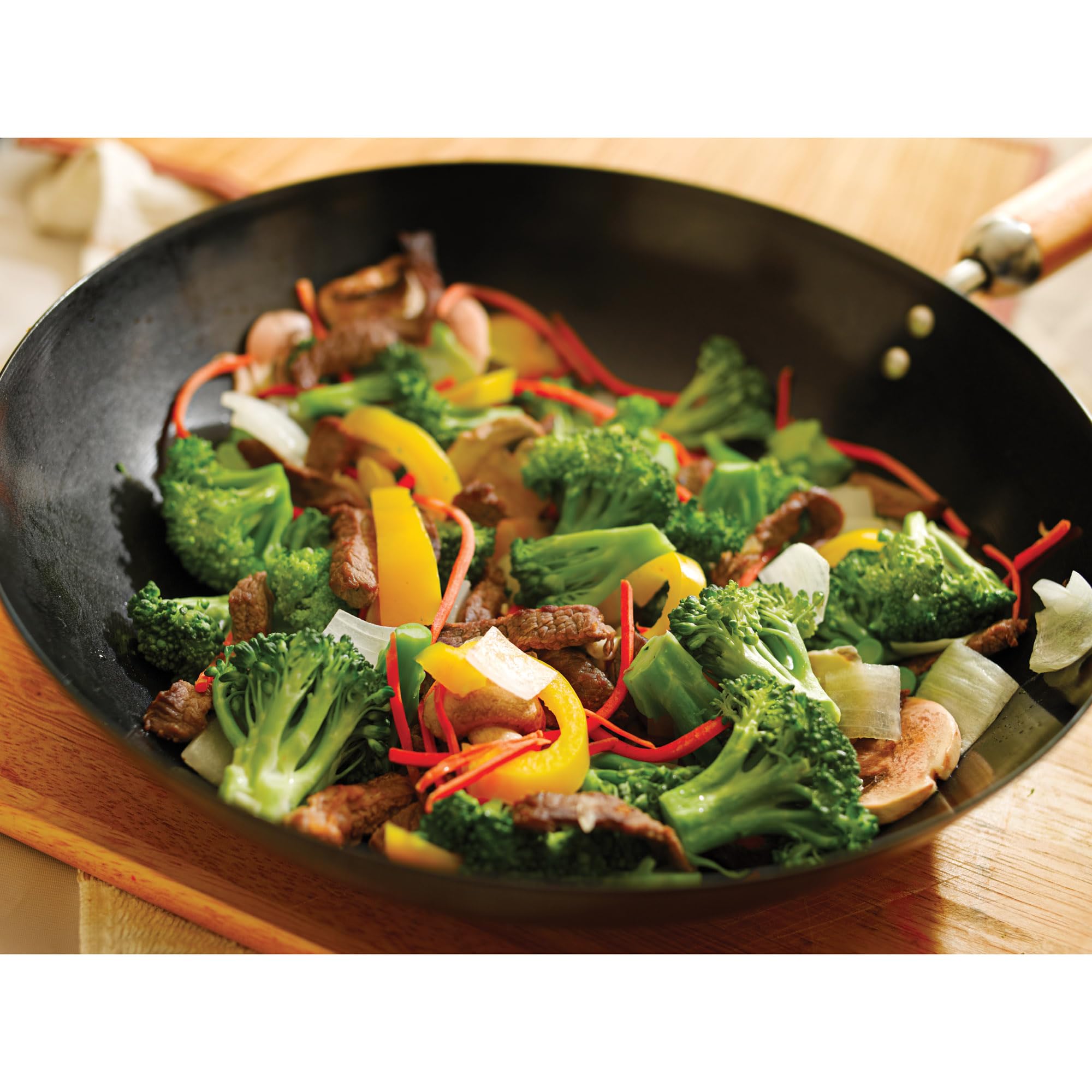 Helen'S Asian Kitchen Wok, Non-Stick Xylan With Bamboo Handle, 12-Inches
