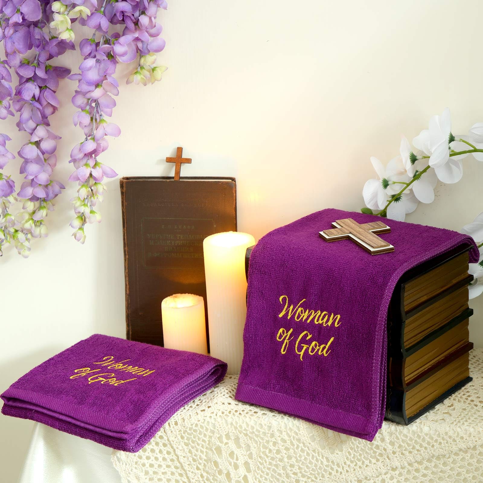 Buryeah 2 Pcs Pastor Towel Woman Of God Pastor Hand Towel Embroidered Hand Towels For Pastor Clergy Gift