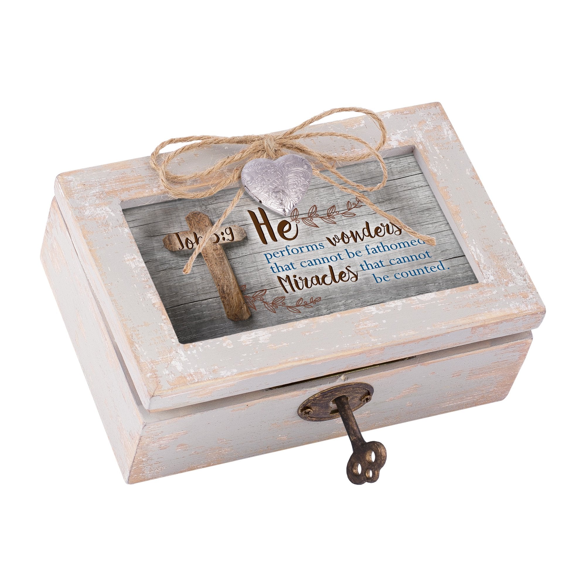 Cottage Garden Performs Wonders Cannot Be Fathomed Natural Taupe Jewelry Music Box Plays Friend in Jesus