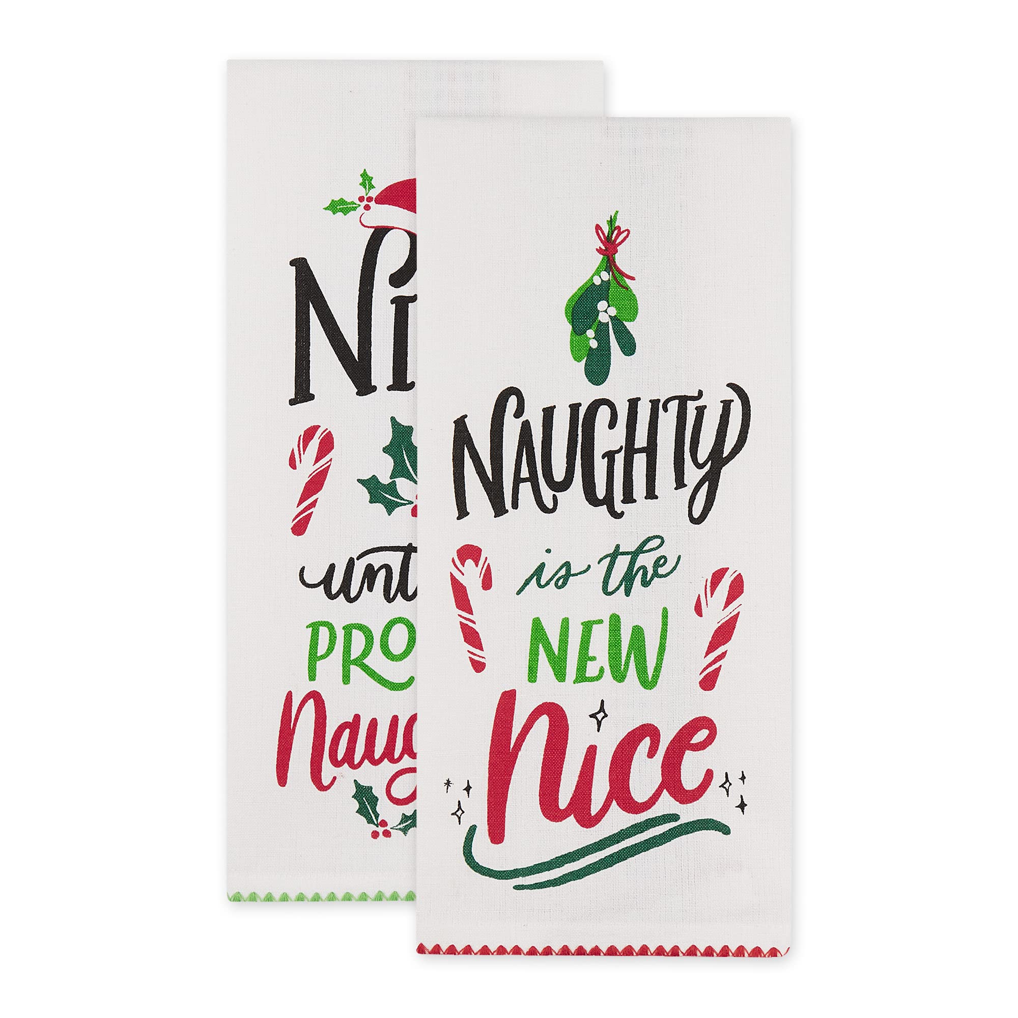 Dii Holiday Kitchen Towel Set, Christmas Tea Towels For Baking, Cooking & Entertaining 18X28, Naughty/Nice, 2 Piece