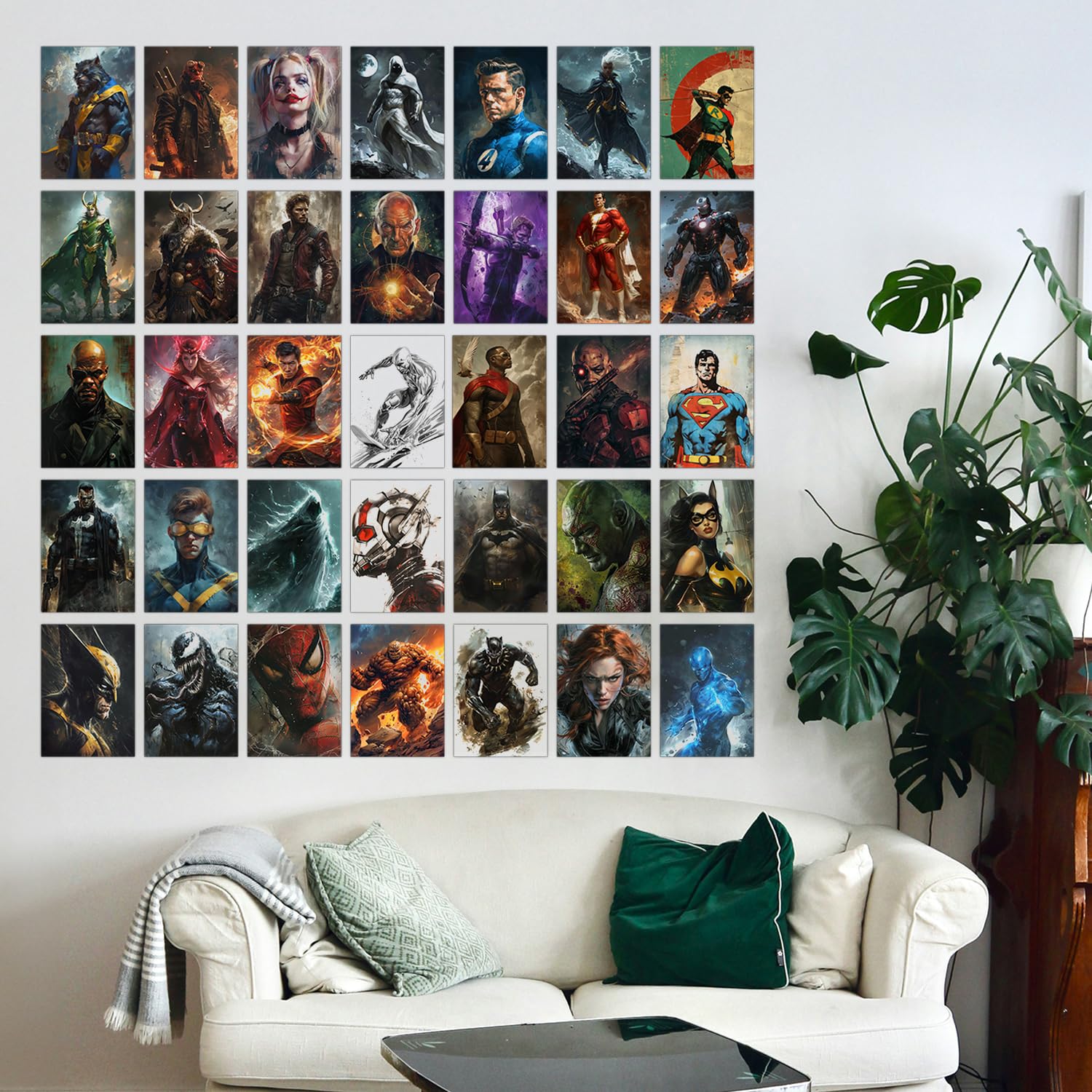 Wallgasm Superheroes Poster Set - Set of 54, 4 x 6 Inches Posters Collage Kit - Posters For Bedroom Superman Posters Batman Post