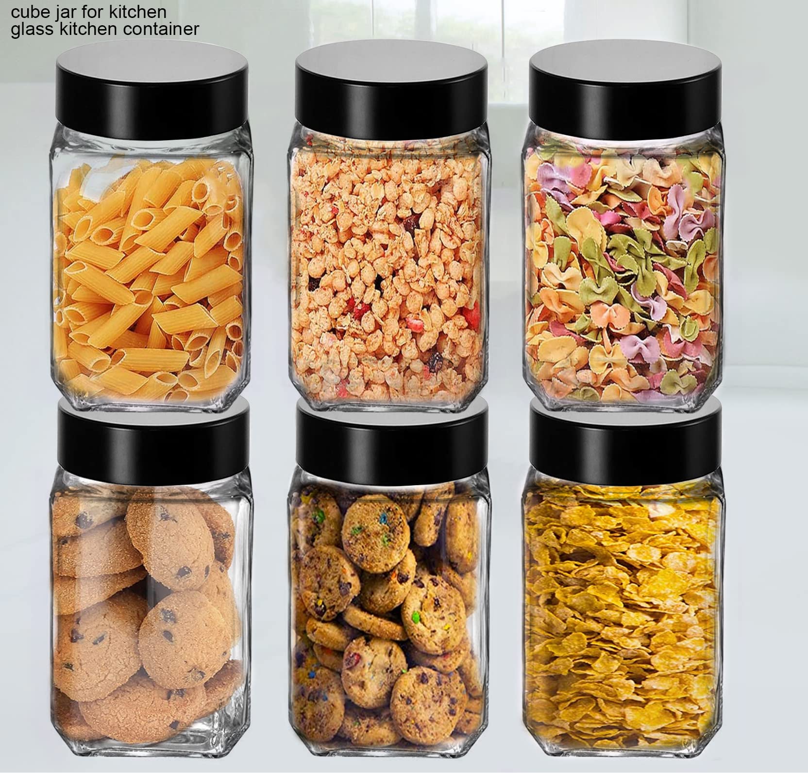 Brezzycloud Piraml Glass Cubical Square 300Ml Transparent Glass Jars & Containers For Kitchen Pantry, Snacks, Masala, Pickles, D