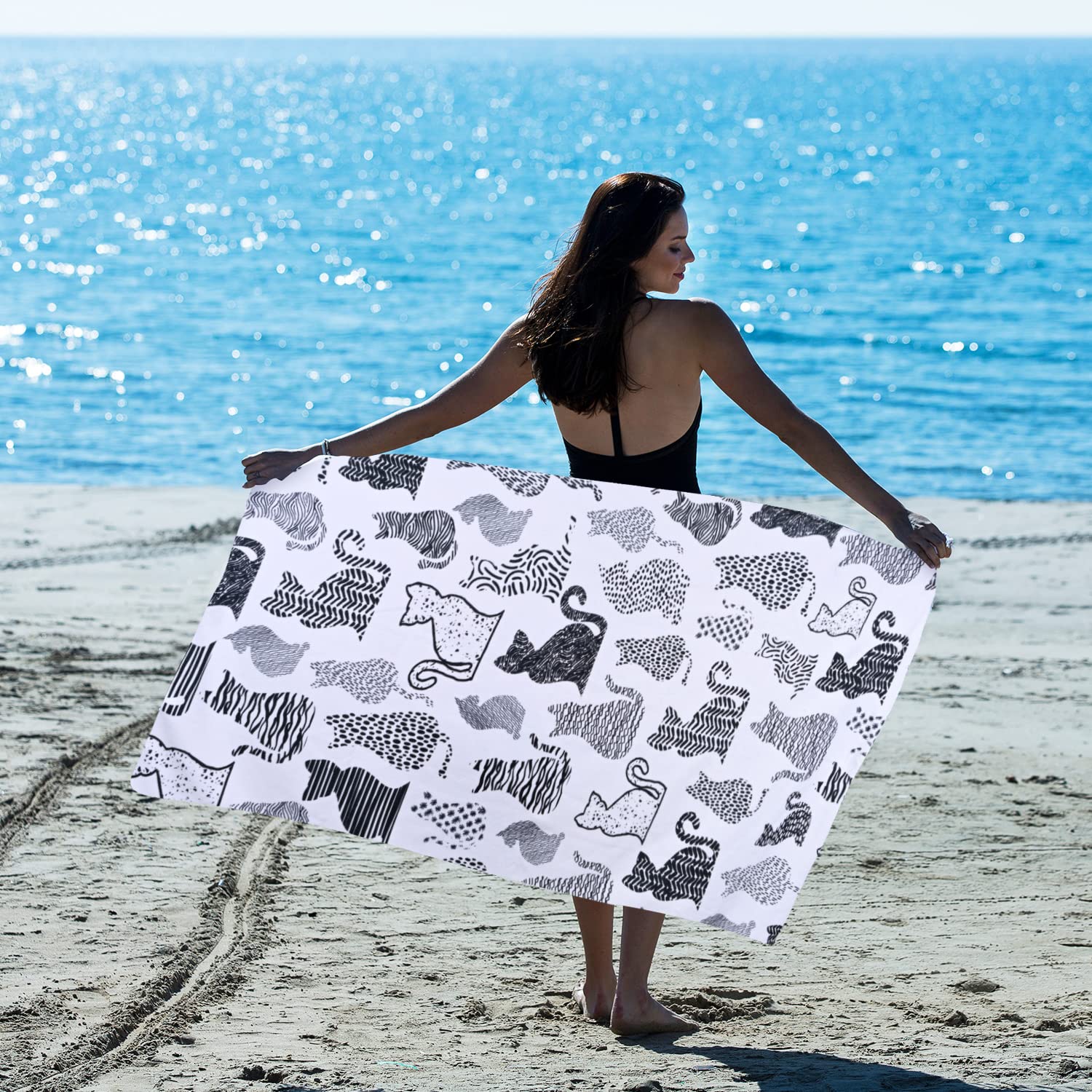 Livilan Cat Kitten Beach Towel, Soft Microfiber, 30   X60   , Quick Dry, Sand Proof, Perfect For Women, Anime Picnic, Bath, Pool