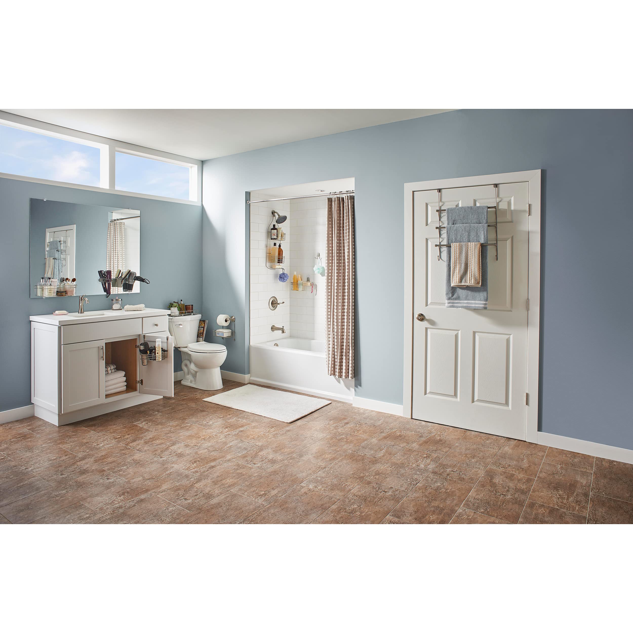 Franklin Brass 193153-Fn Over-The- Door Towel Rack, 18.59 X 8.25 X 24.57 Inches, Satin Nickel