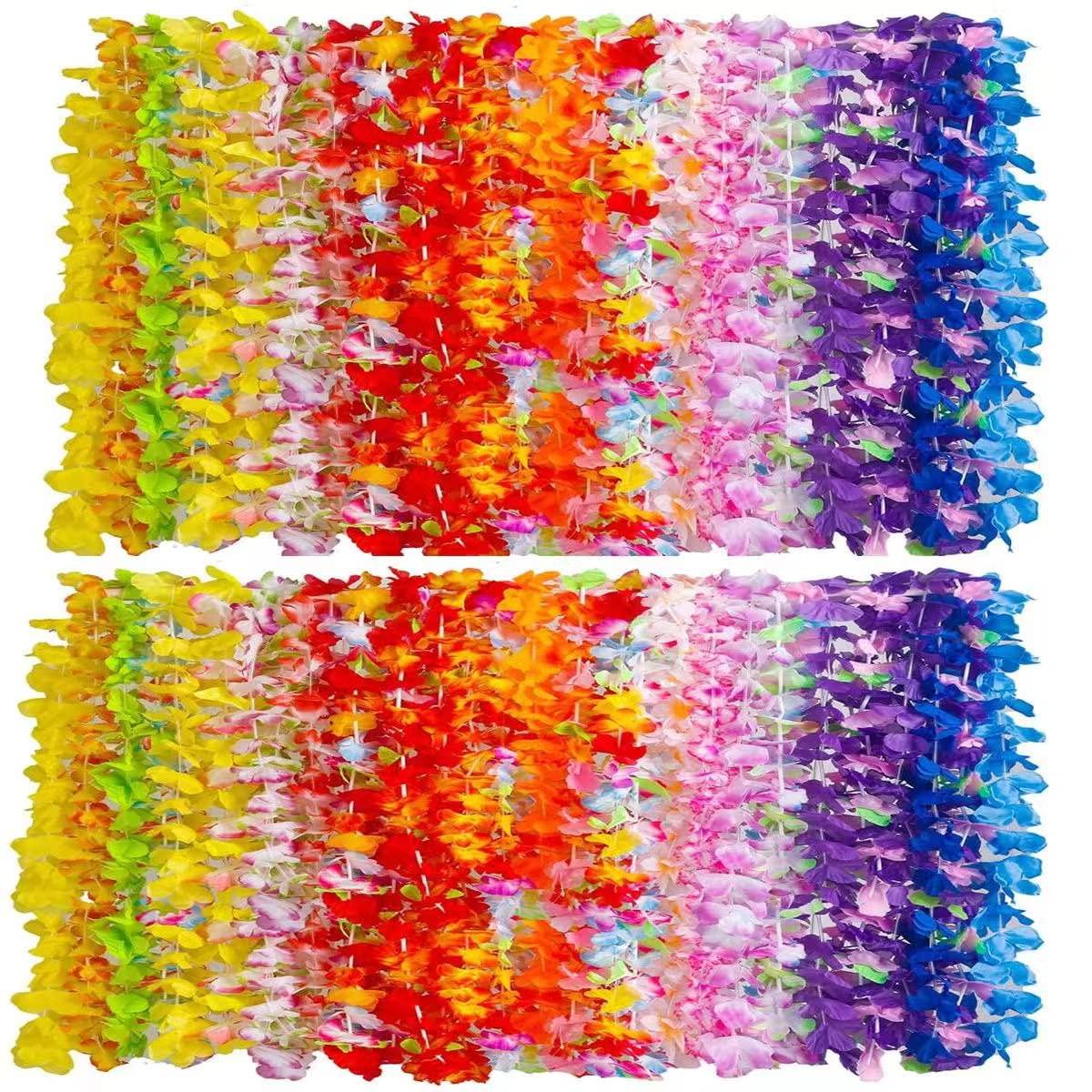 100Pcs Soft Necklaces Hawaiian Leis Luau Partyecorations Tropical Party Favors Lei Hawaiian Flower Perfect For Your Hawaii Luaus