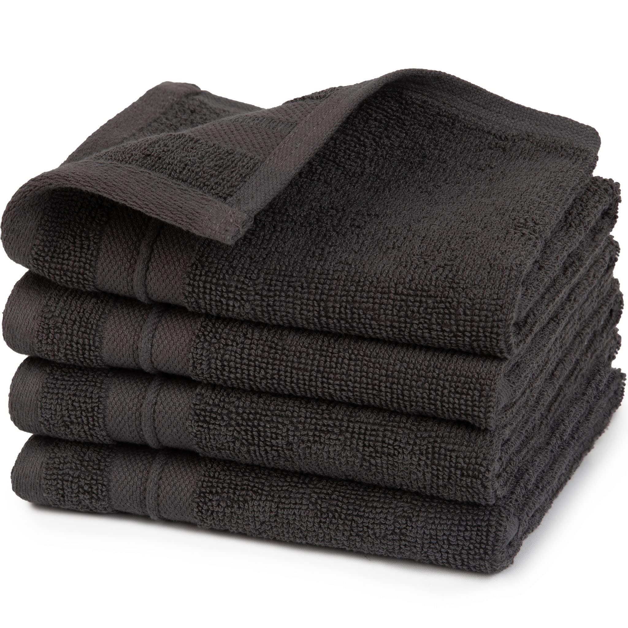 Washcloths Set 100% Cotton Gray, Oeko-Tex Terry Cotton, Soft And Absorbent Wash Cloths For Your Body, Face Towel For Washing Fac