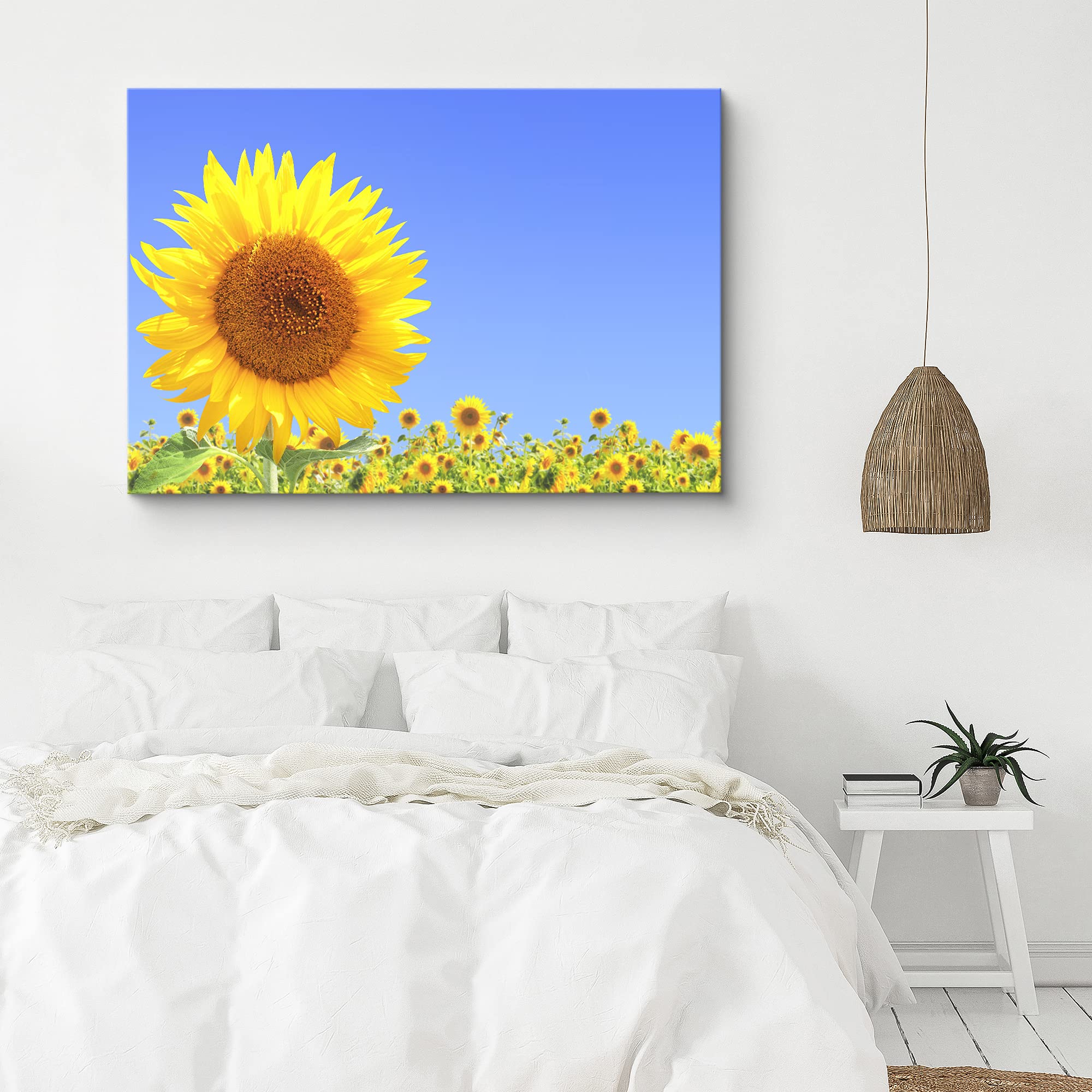 Signford Canvas Print Wall Art Sunflower Closeup In Field Floral Plants Photography Realism Contemporary Scenic Colorful Multico