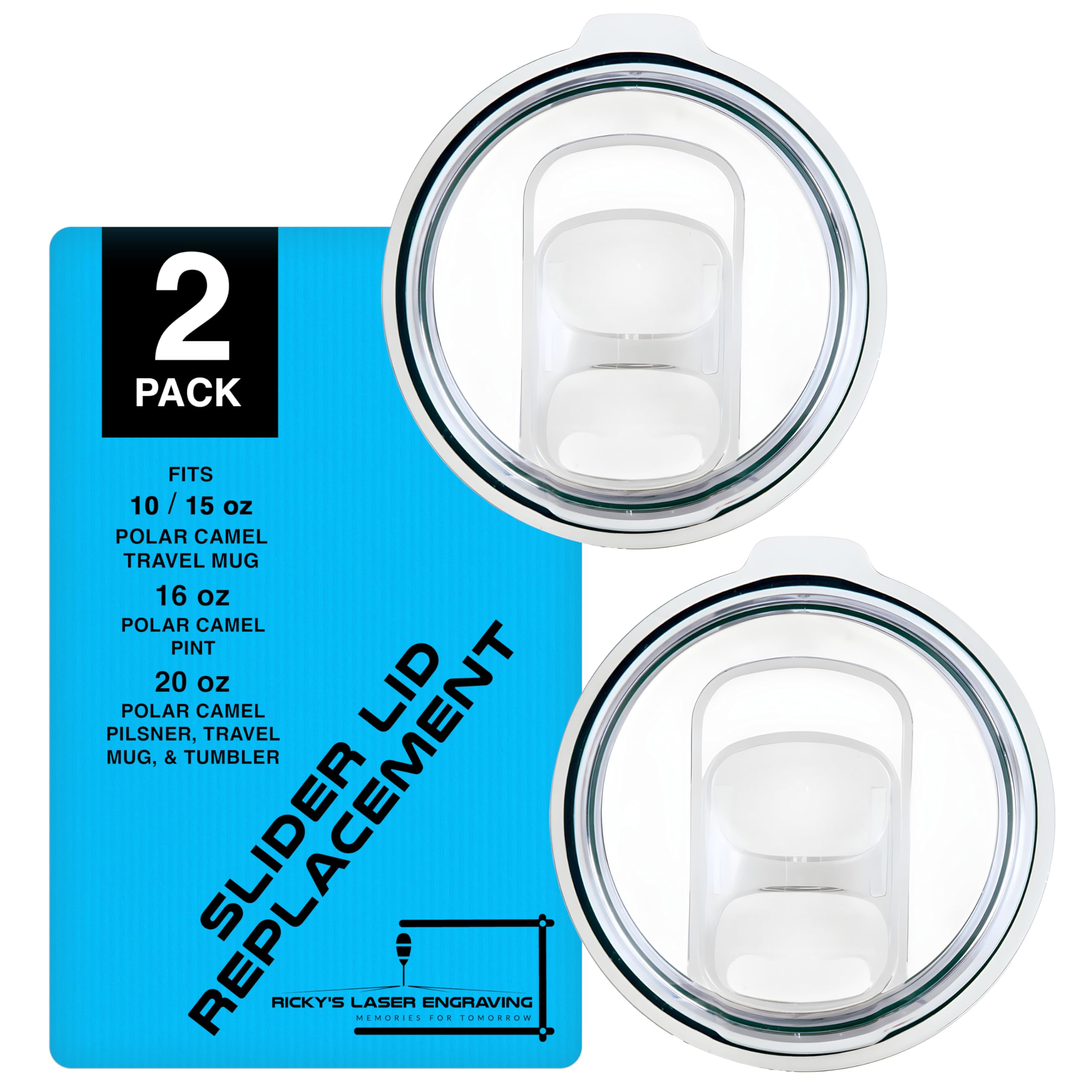 Polar Camel Replacement Lid (10, 15, 16, 20 Tumblers & 20 Oz. Pilsners, Slider Lid (2-Pack))