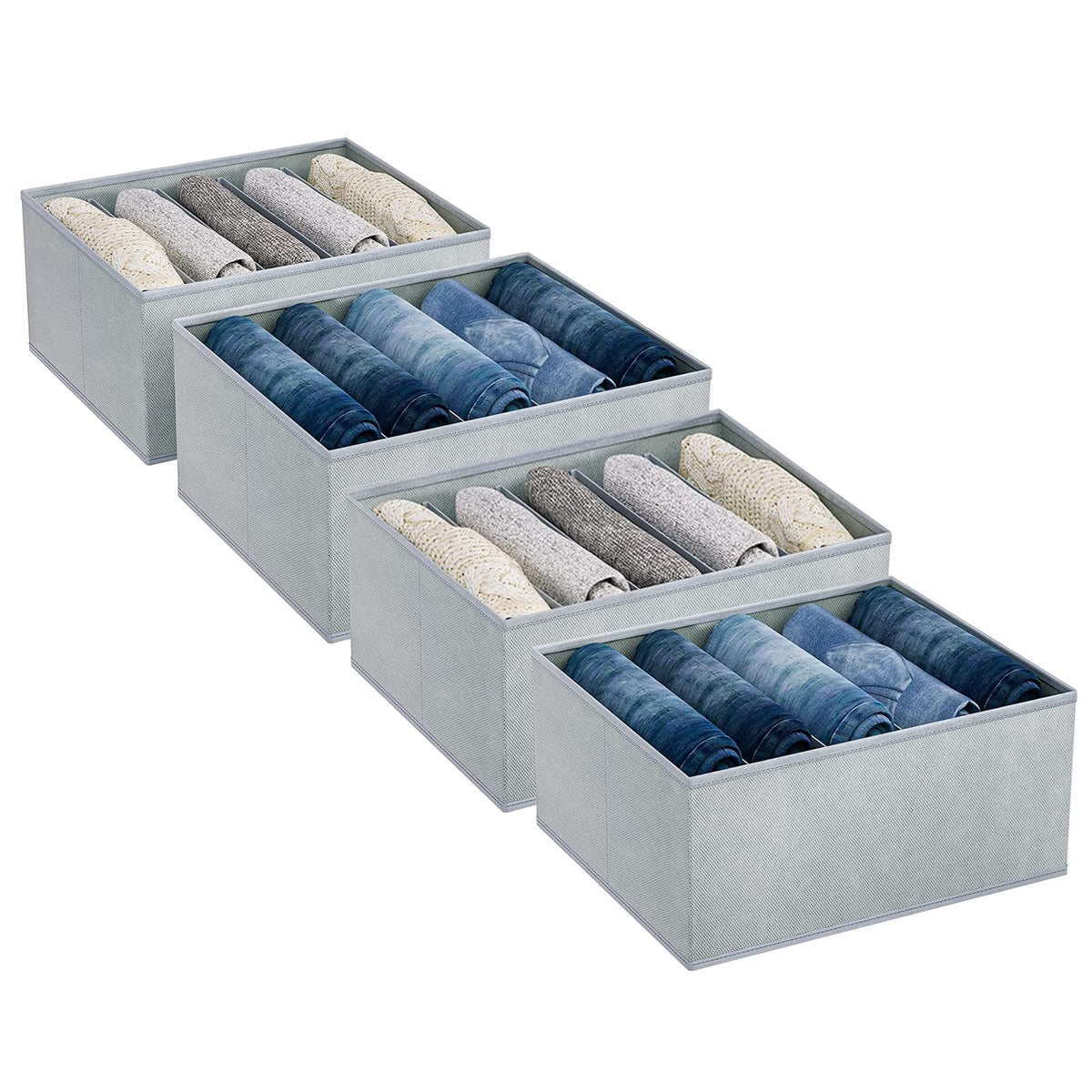 DIMJ Wardrobe Clothes Organizer, Drawer Organizers for Clothing with 5 Compartments, Fabric Closet Organizer for Clothes, Jeans