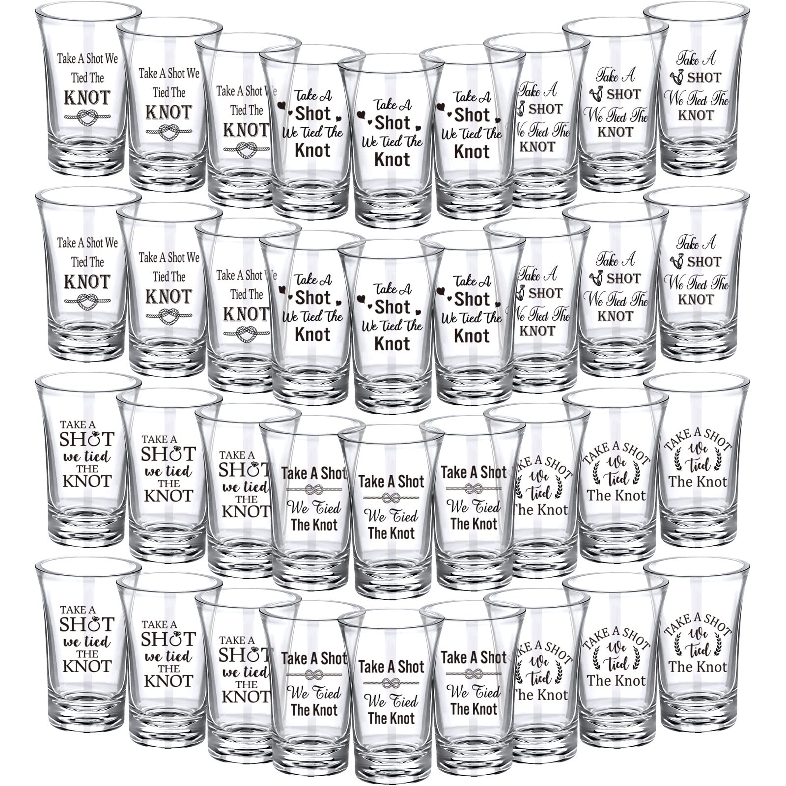 Cunhill 36 Packs Take A Shot We Tied The Knot Shot Glasses, Wedding Favor Set 1.2 Ounce Shot Glasses, Wedding Favor, Acrylic Fun