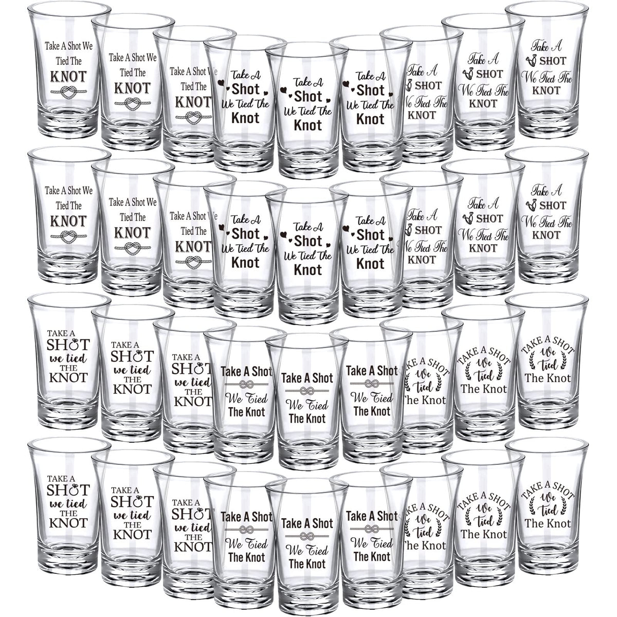 Cunhill 36 Packs Take A Shot We Tied The Knot Shot Glasses, Wedding Favor Set 1.2 Ounce Shot Glasses, Wedding Favor, Acrylic Fun
