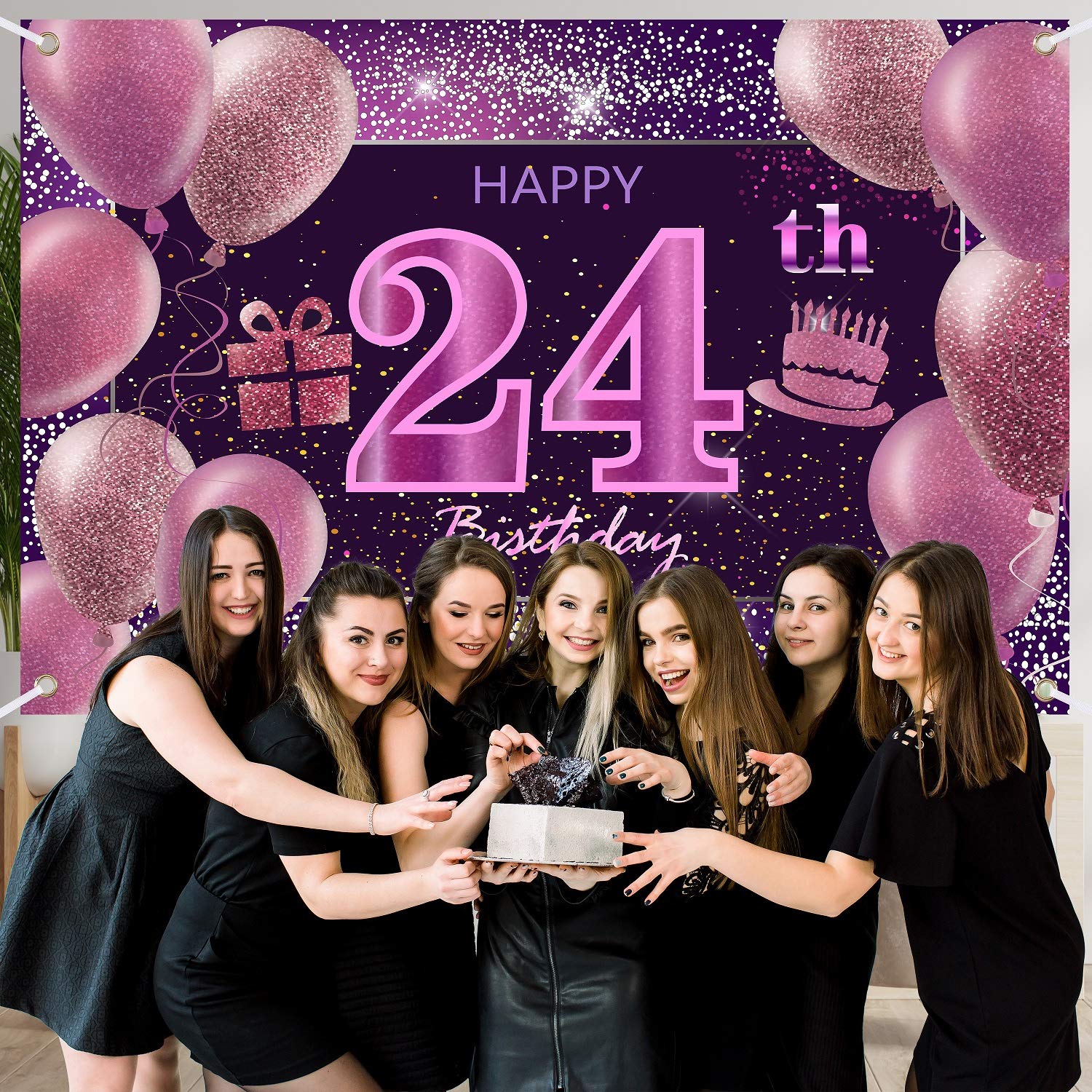24Th Birthday Decorations For Girls Imisi Happy Birthday Banner Pink Decorations For A Party Birthday Backdrop For Women