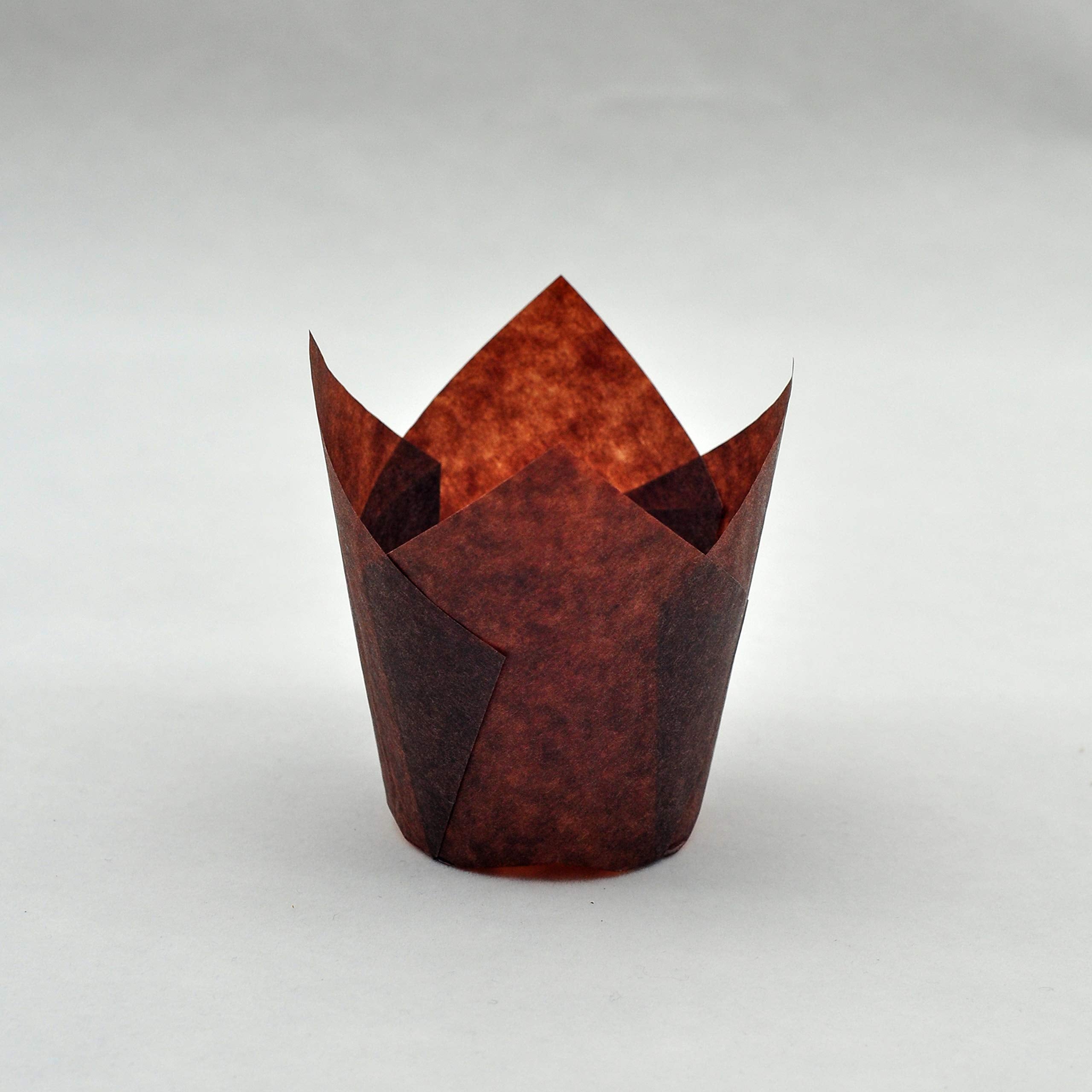 Qlsmypkg Large Muffin Greaseproof Paper Baking Cupcake Cups, 2-1/4'' X 4'' Chocolate Brown Tulip Baking Cup Case Of 125 Pcs (125