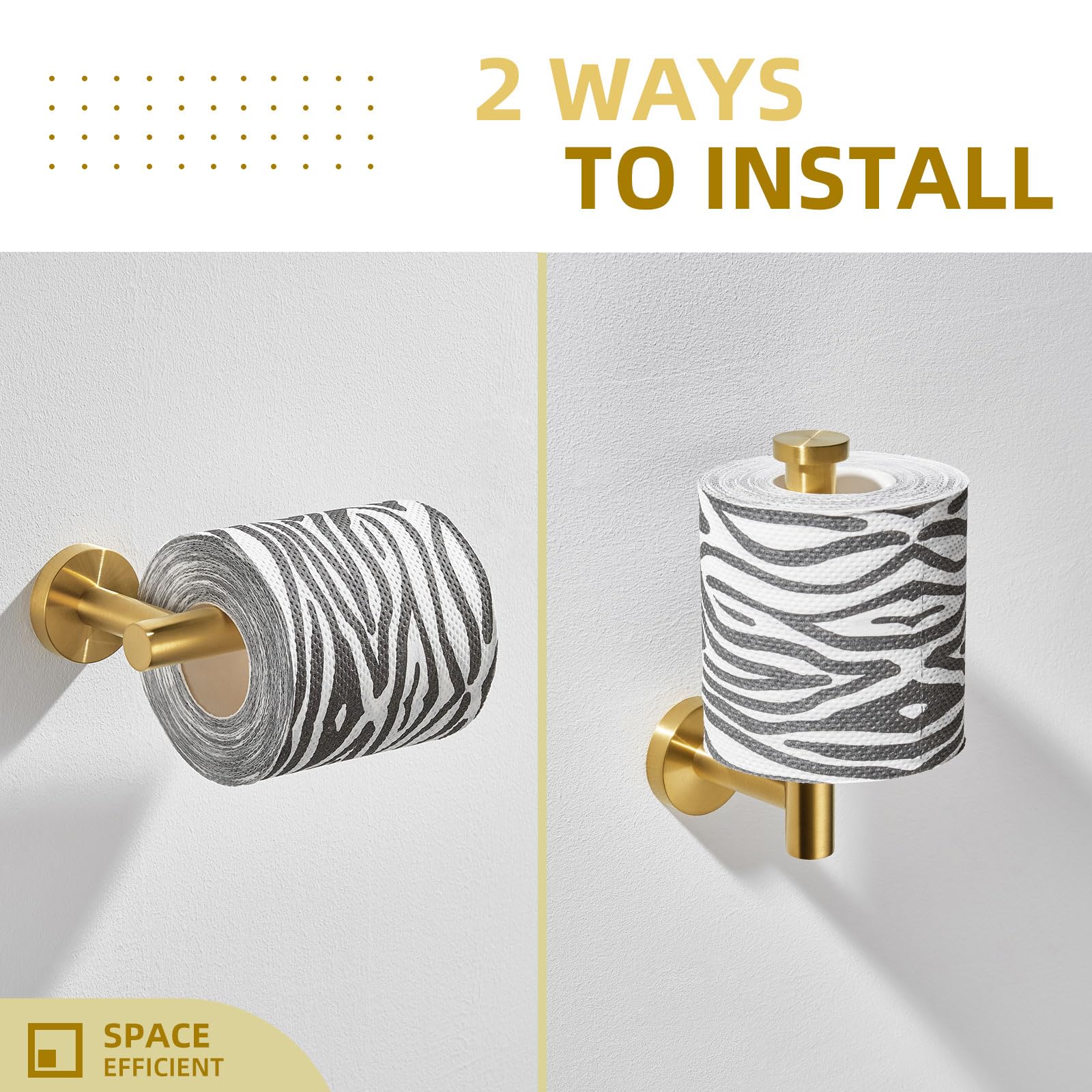 Toilet Paper Holder Brushed Gold, Angle Simple Sus304 Stainless Steel Bathroom Paper Roll Holder Hanger, Lavatory Tissue Dispens