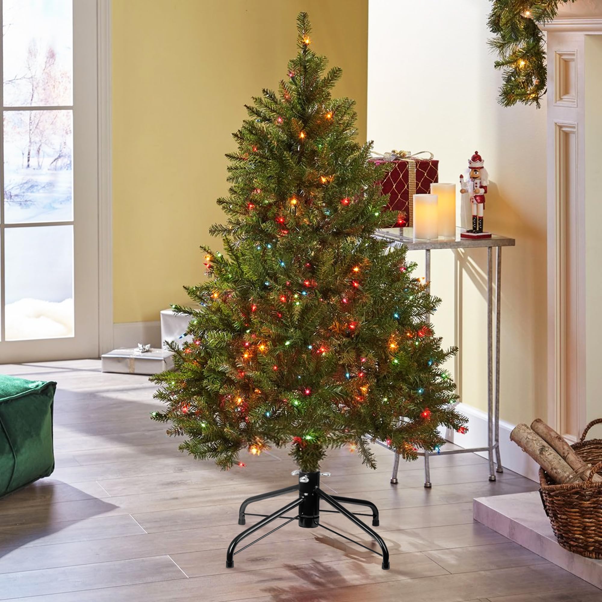 JSungo Foldable Christmas Tree Stand, 16.3 inch Metal Christmas Tree Base, Fits 3 Ft to 6 Ft Artificial Trees (0.5-1.37 inch Pol