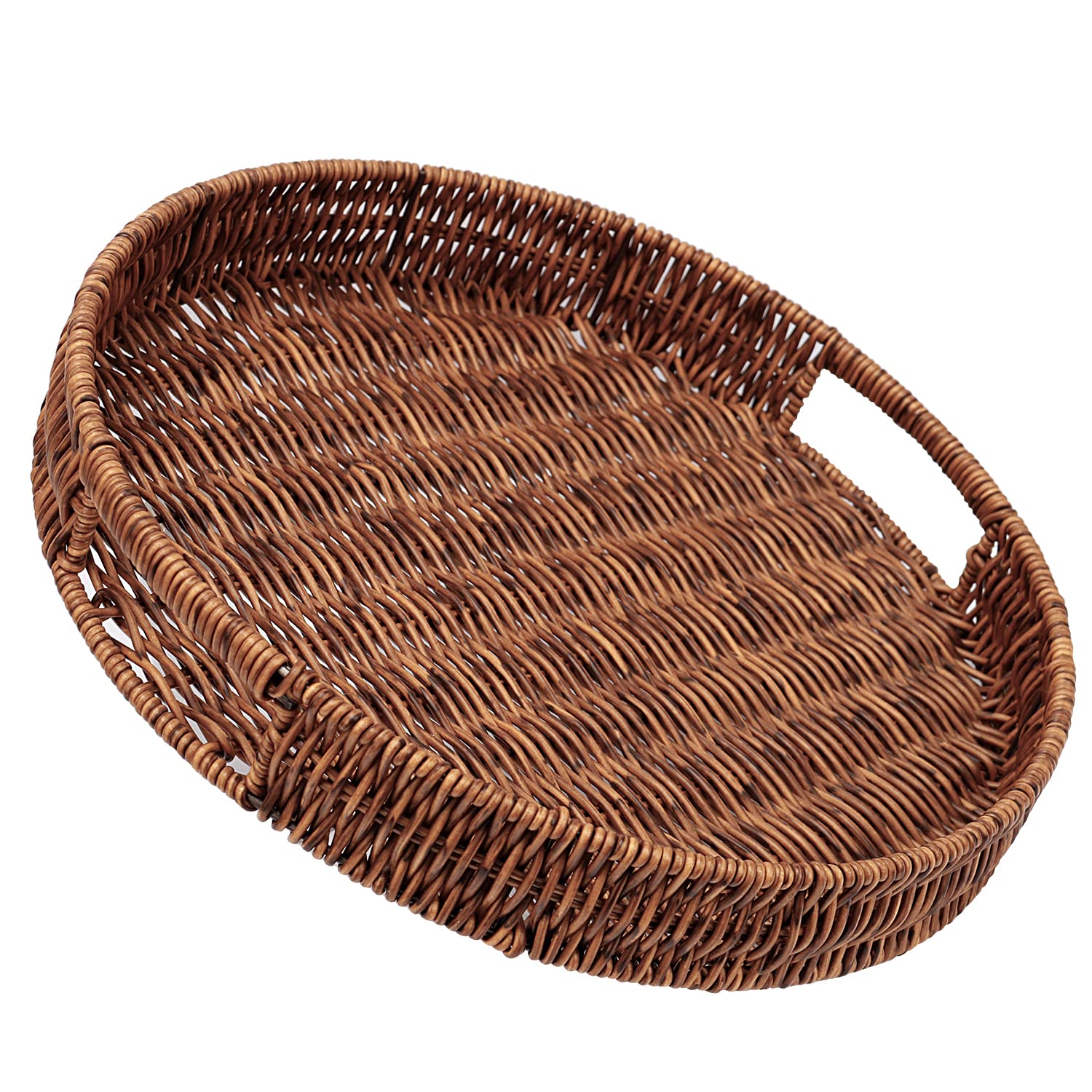 Sedison Rattan Tray 13.8 Inch / 35Cm Hand Woven Wicker Tray For Coffee Table Home Kitchen Decorative, Large Rattan Serving Tray