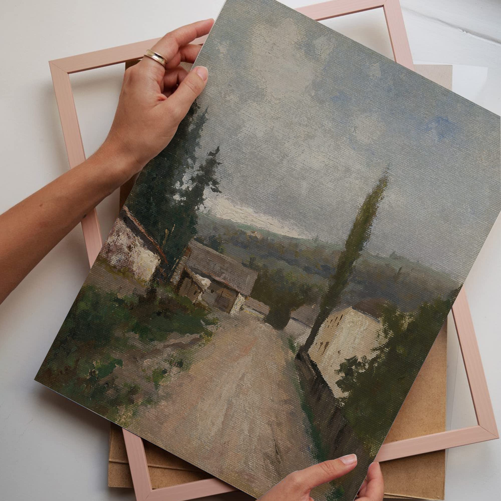 Vintage Landscape Wall Art - Set 9 French Country Vintage Antique Warm Aesthetic Gallery Wall Art, Sketch Poster Farmhouse Wall