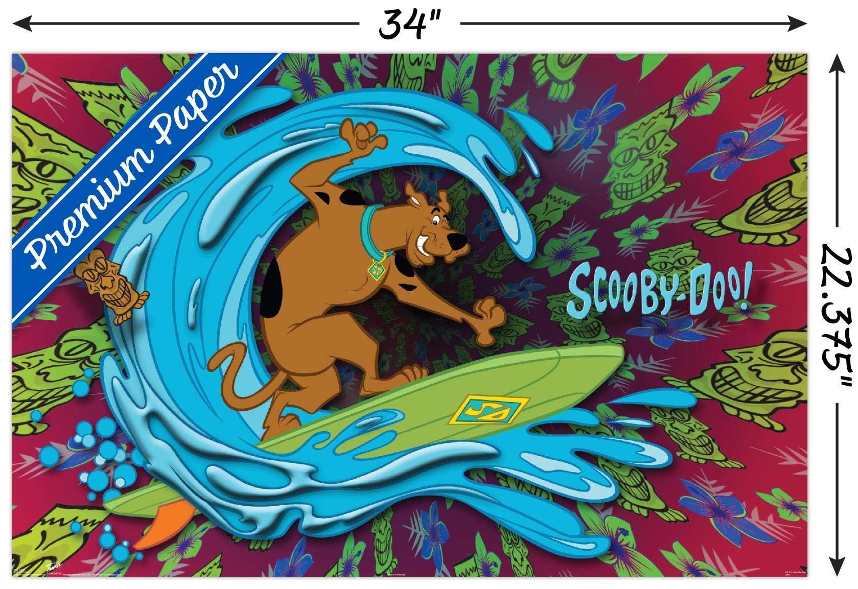 Trends International Scooby-Doo - Surf Wall Poster, 22.375'' X 34'', Premium Poster & Mount Bundle