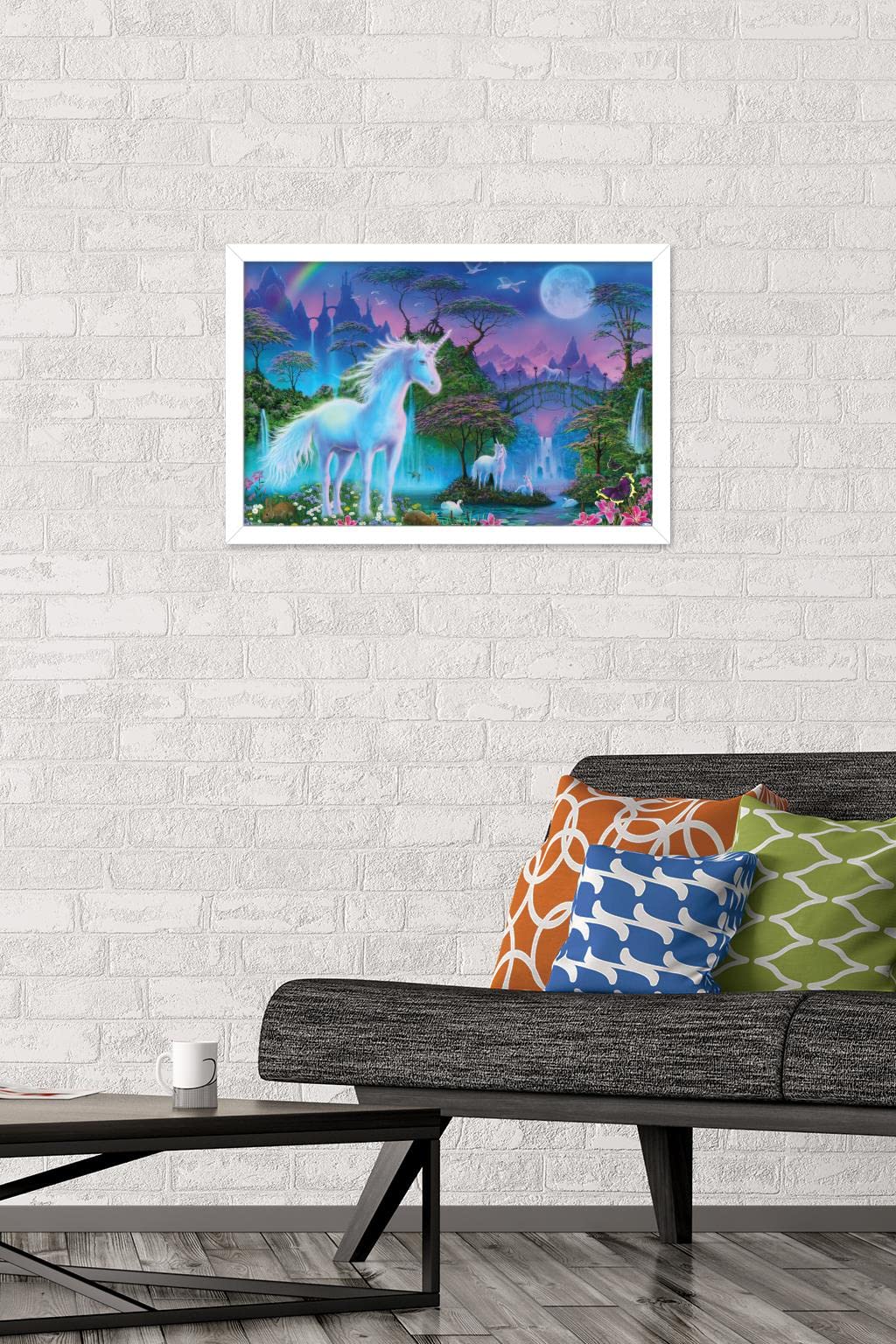 Trends International Unicorn Meadow Wall Poster, 14.725'' X 22.375'', White Framed Version