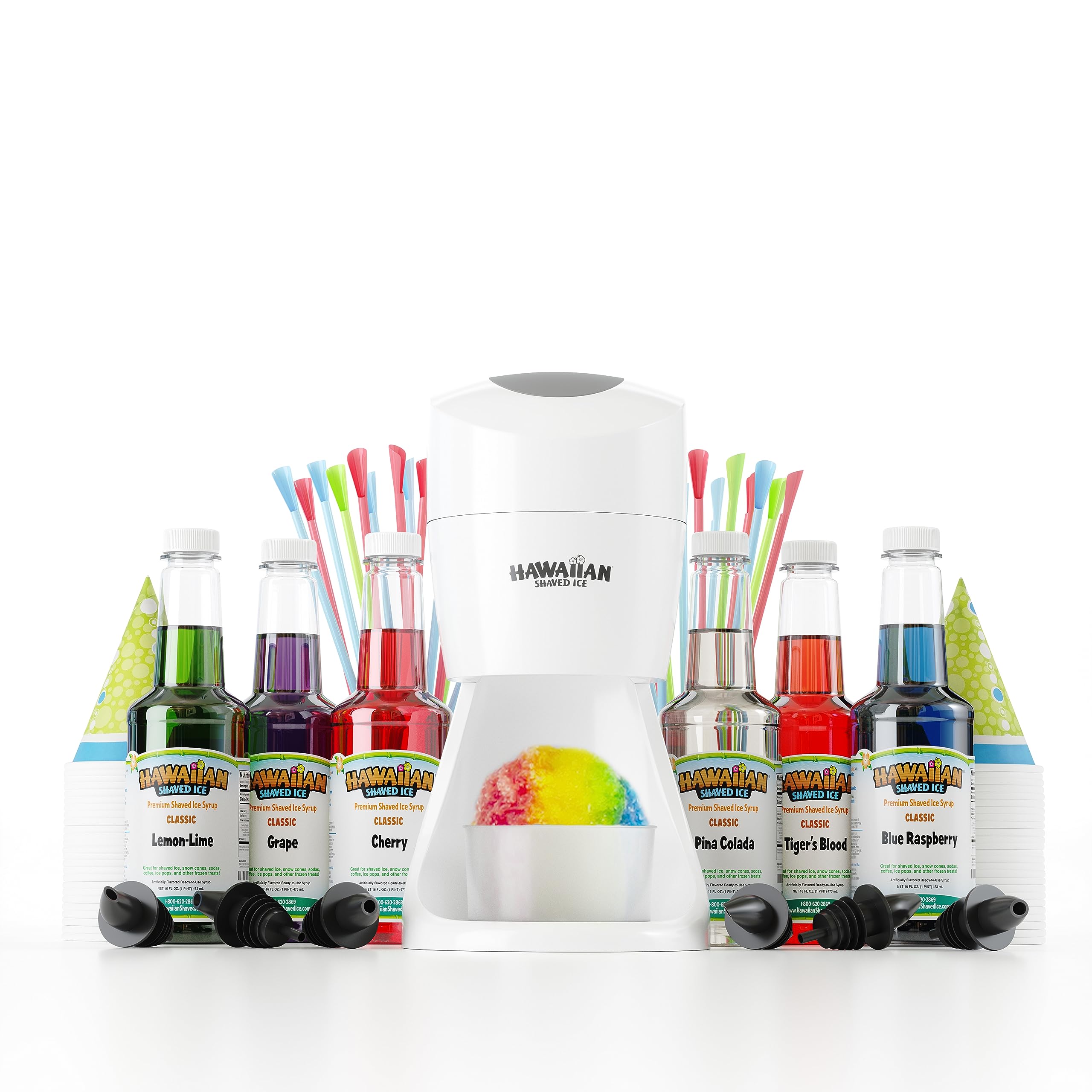 Hawaiian Shaved Ice S900A Shaved Ice And Snow Cone Machine With 6 Flavor Syrup Pack And Accessories