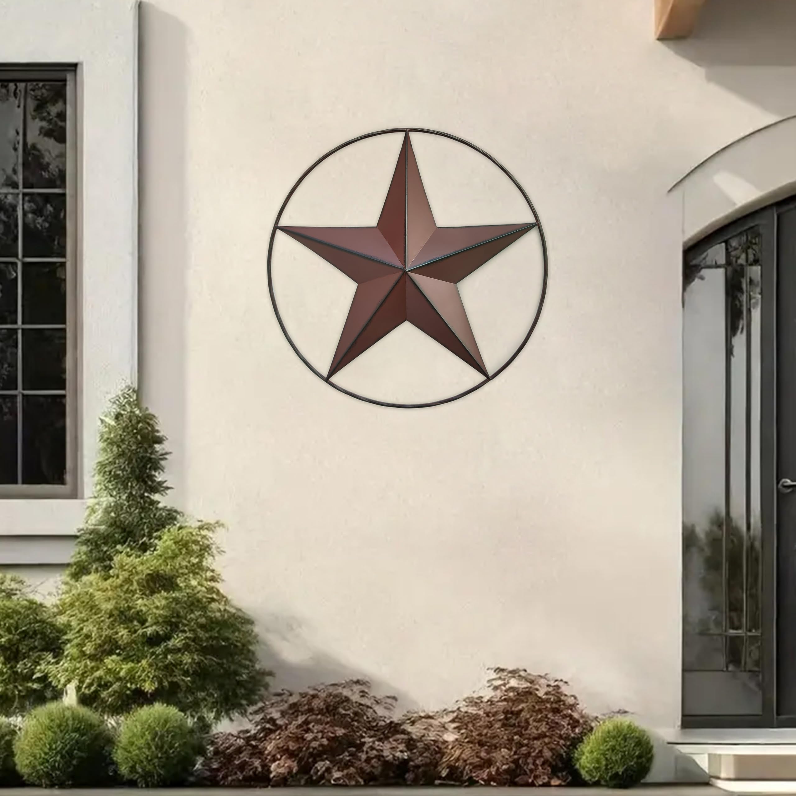 VIVICOMFY 24.5 Red Large Barn Star Wall Decor-Americana Exterior House Decor-Metal Star for Outside Texas Stars Art Rustic Vinta