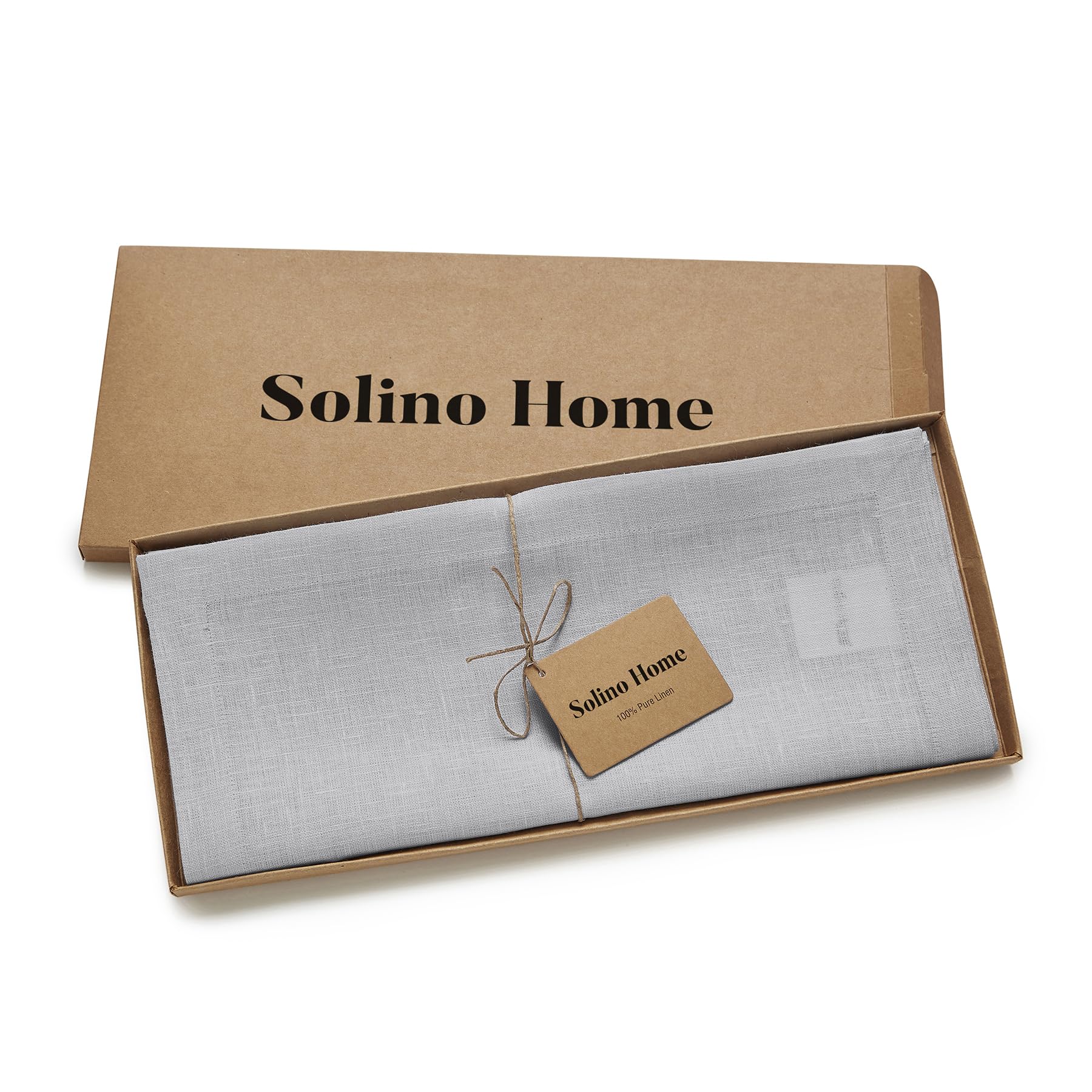 Solino Home Linen Table Runner 120 Inches Long - 100% Pure Linen Soft Grey Table Runner 14 X 120 Inch - Machine Washable Dining