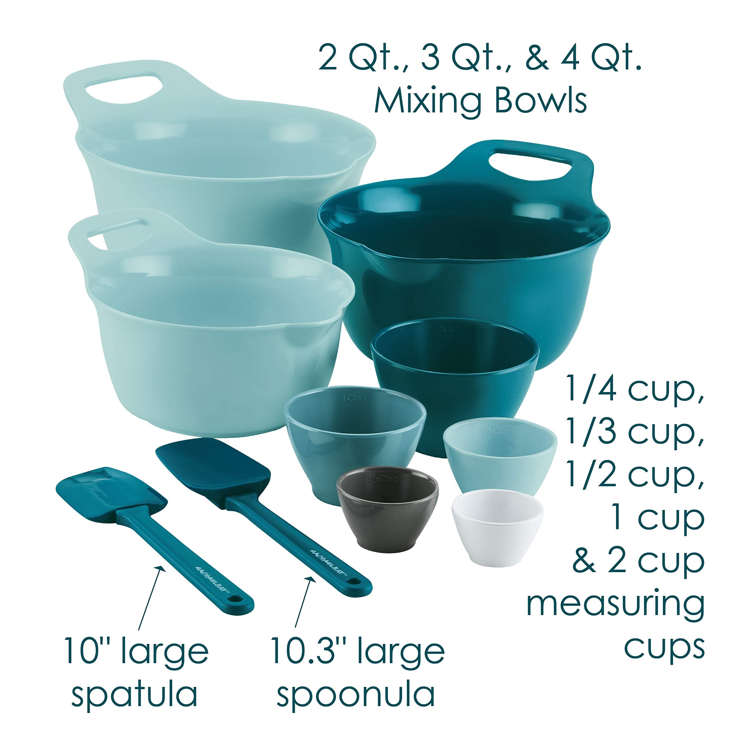 Rachael Ray Tools And Gadgets Mix And Measure Cooking / Baking Prep Set With Mixing Bowls, Measuring Cups, And Tools - 10 Piece,