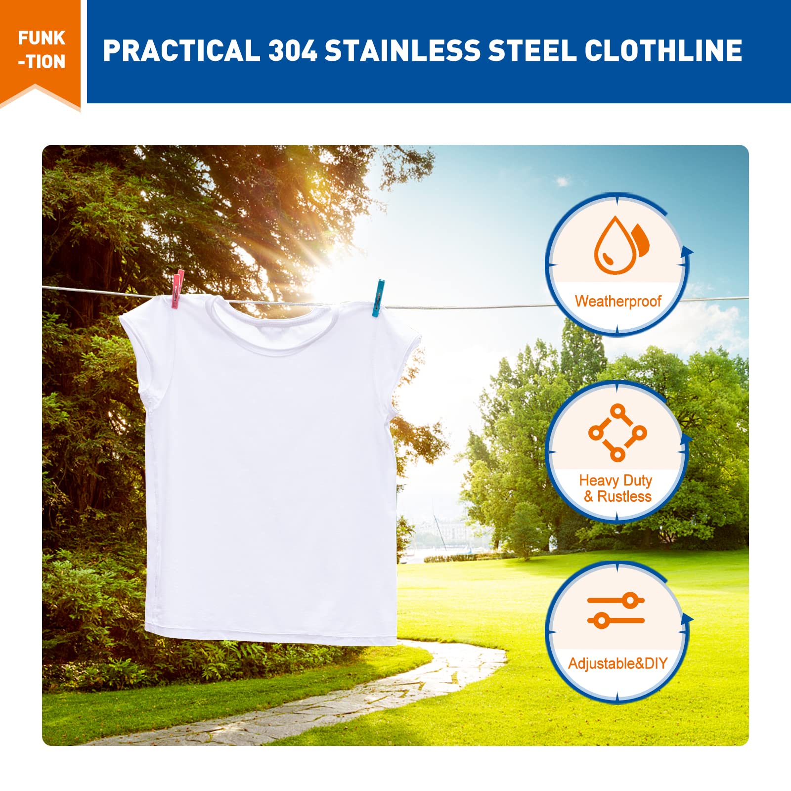 Magzo Stainless Steel Clothesline Portable Detachable Laundry Wire Vinyl Coated Clothesline Wire Kit With Tightener System Hangi