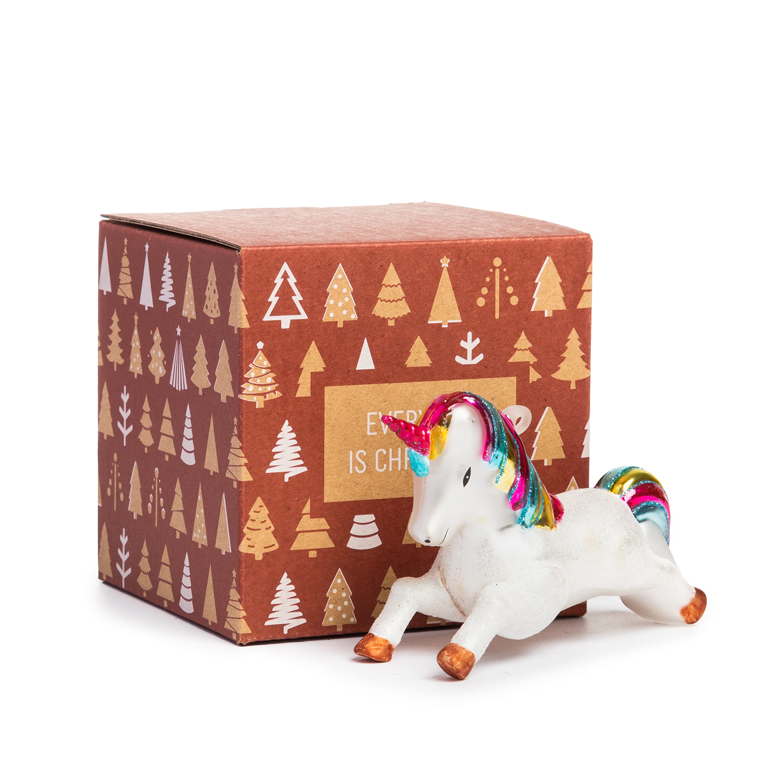 Every Day is Christmas Glass Blown Ornaments Cute Hand Made Figurines Tree Decoration, Unicorn