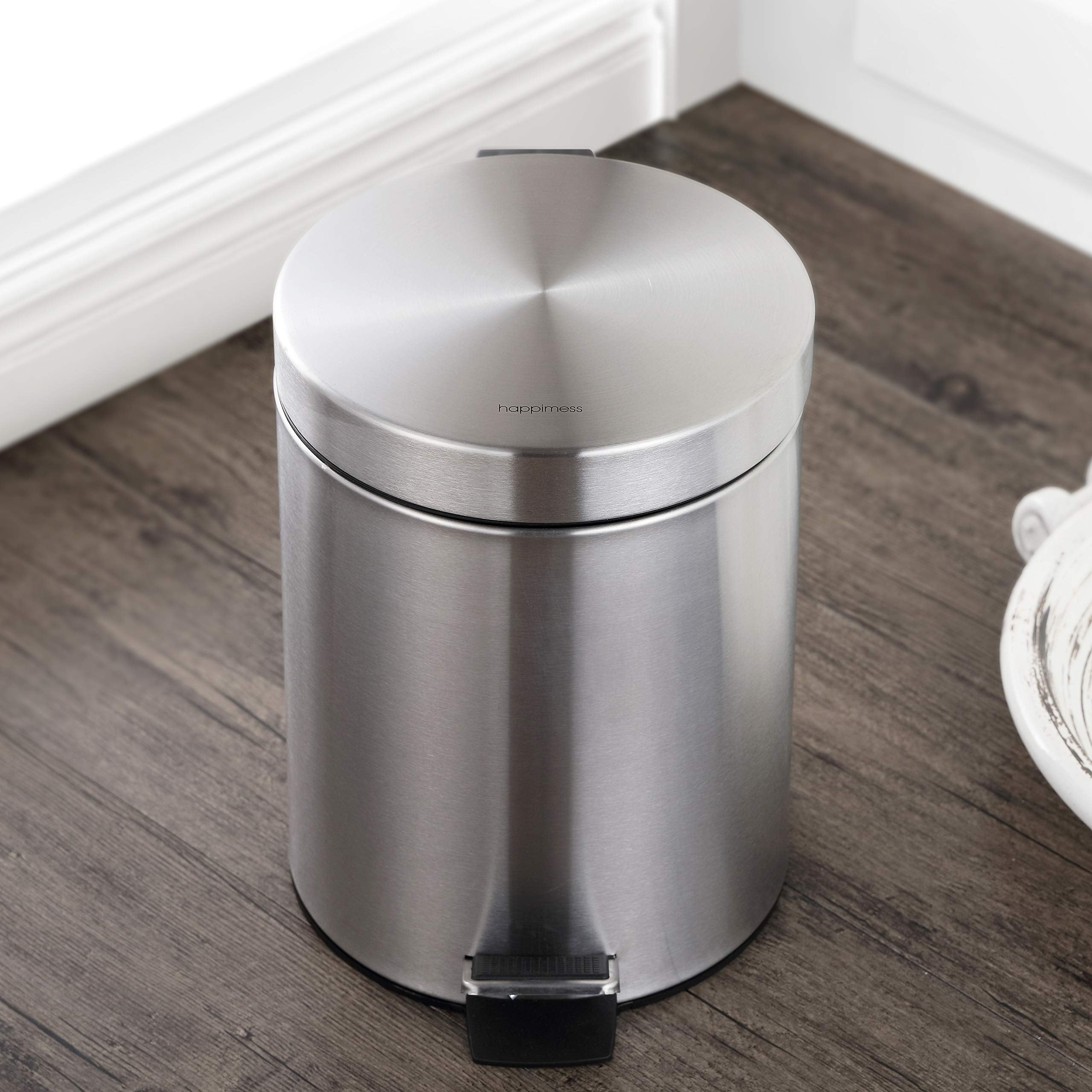 Happimess Hpm1000A Oscar 8-Gallon Step-Open Trash Can With Free Mini Trash Can, Modern, Fingerprint Proof For Home, Kitchen, Off