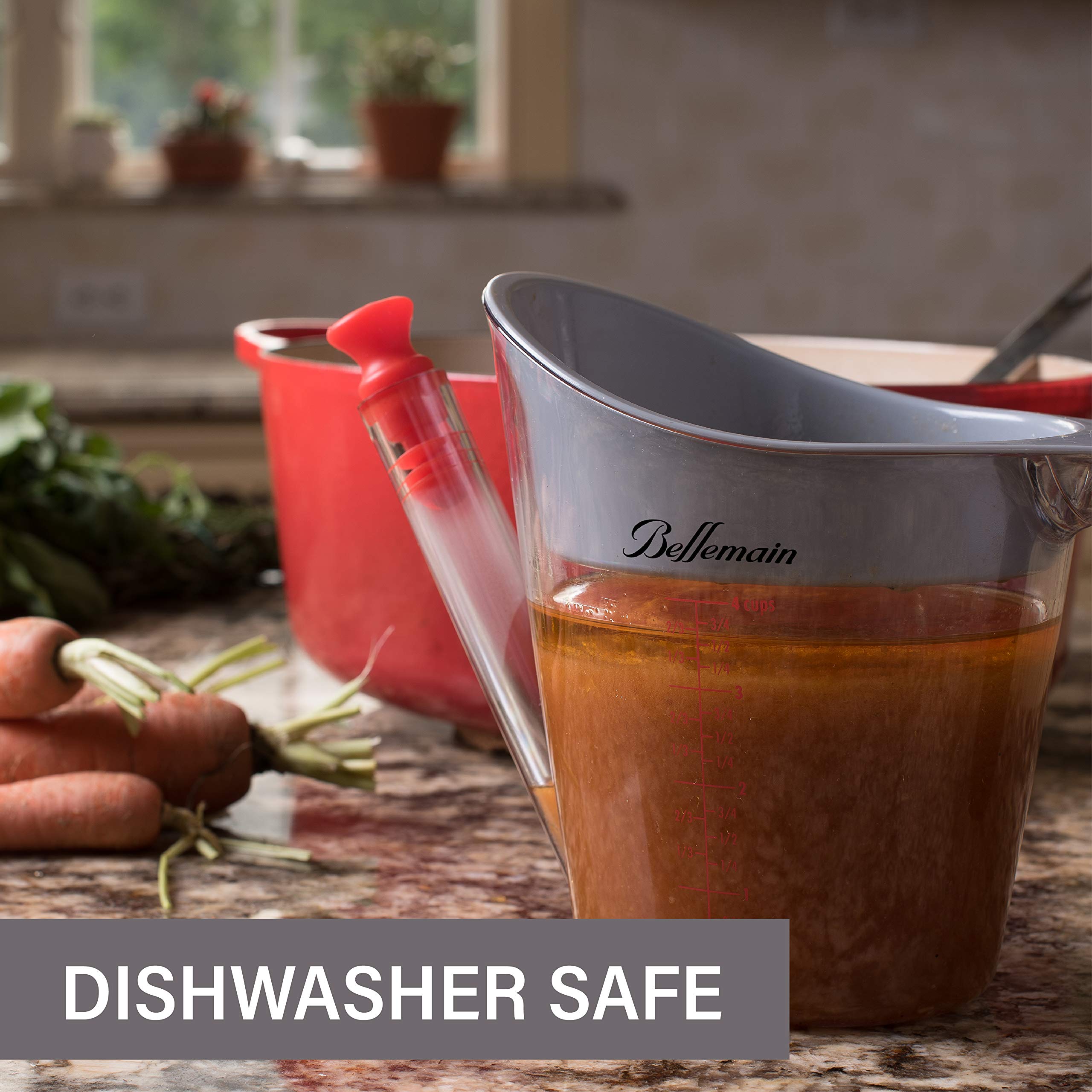 Bellemain 4-Cup Fat Separator/Measuring Cup With Strainer & Fat Stopper / 1 Liter Capacity