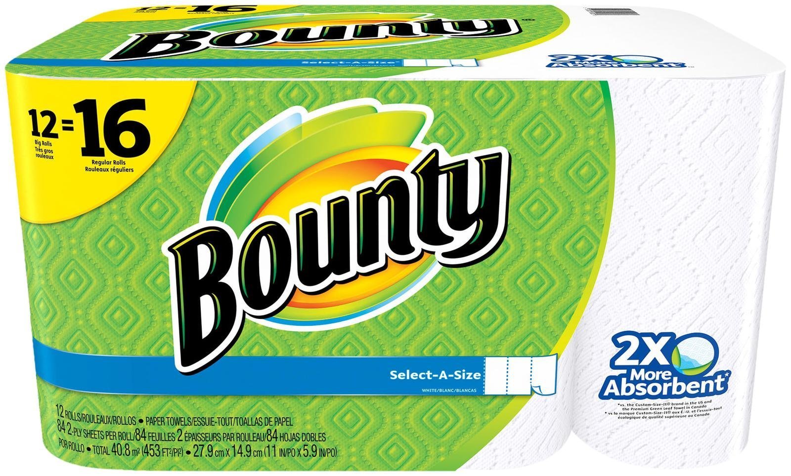 Bounty Select-A-Size Paper Towels, White, 12 Rolls (Pack Of 1)