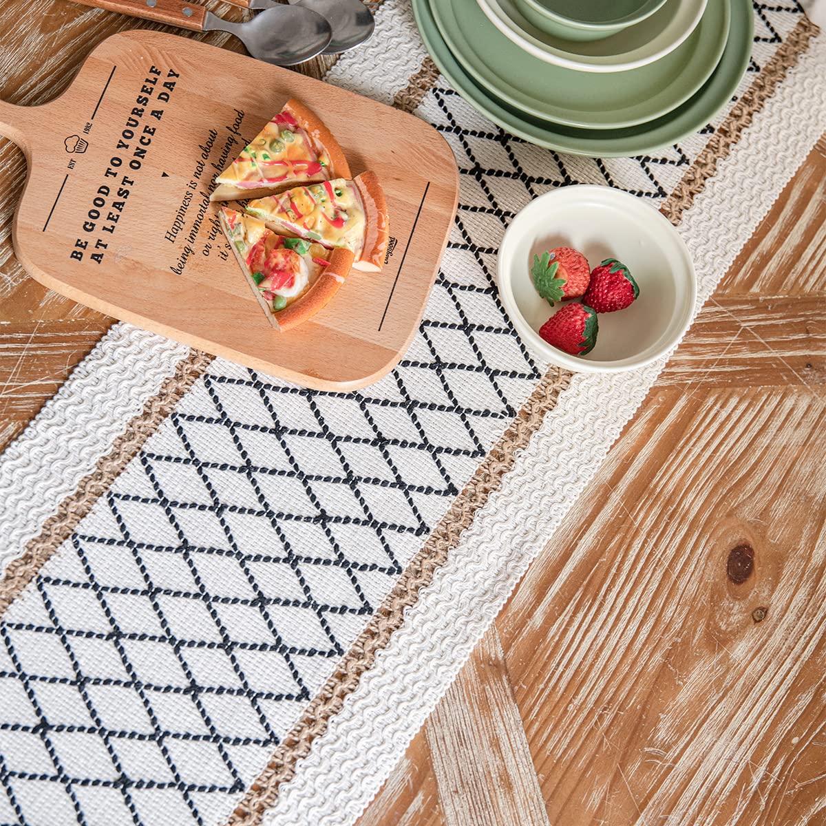 Table Runner, Boho Table Runner Cotton Linen Table Decorations, Farmhouse Table Runners With Tassels For Bohemian Wedding Bridal