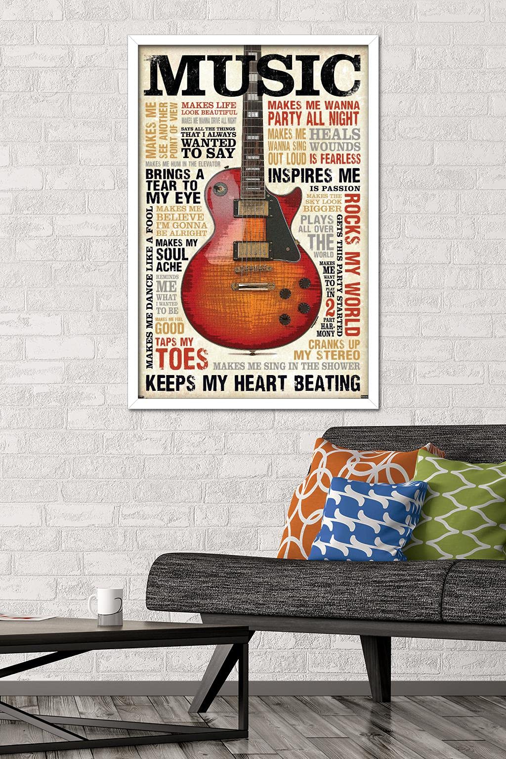 Trends International Music Inspires Me Wall Poster, 22.375'' X 34'', White Framed Version