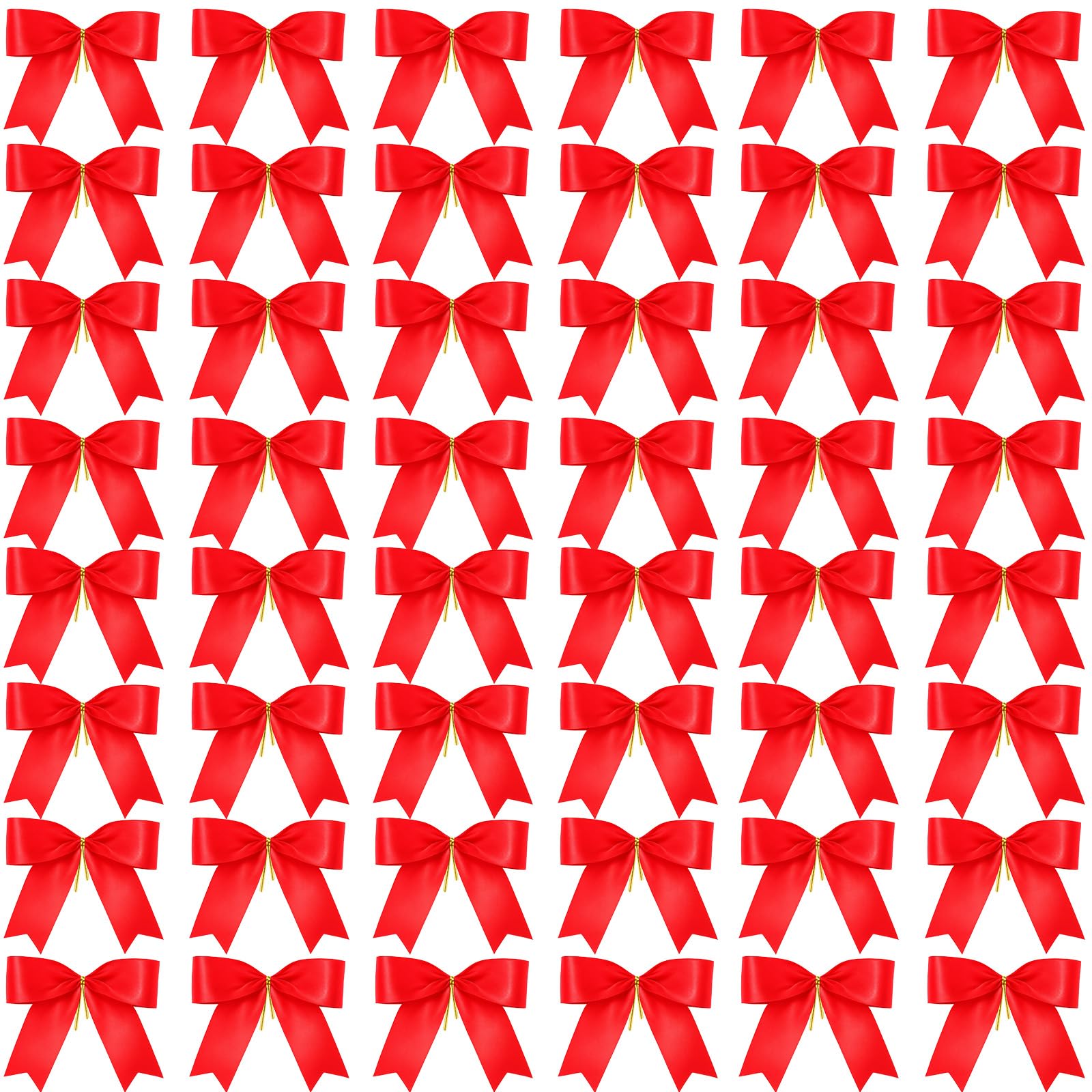 Sumind 48 Pieces Christmas Bow Red Ribbon Bow Tie 5.5 Wreath Ornaments for Christmas Tree Xmas Decoration