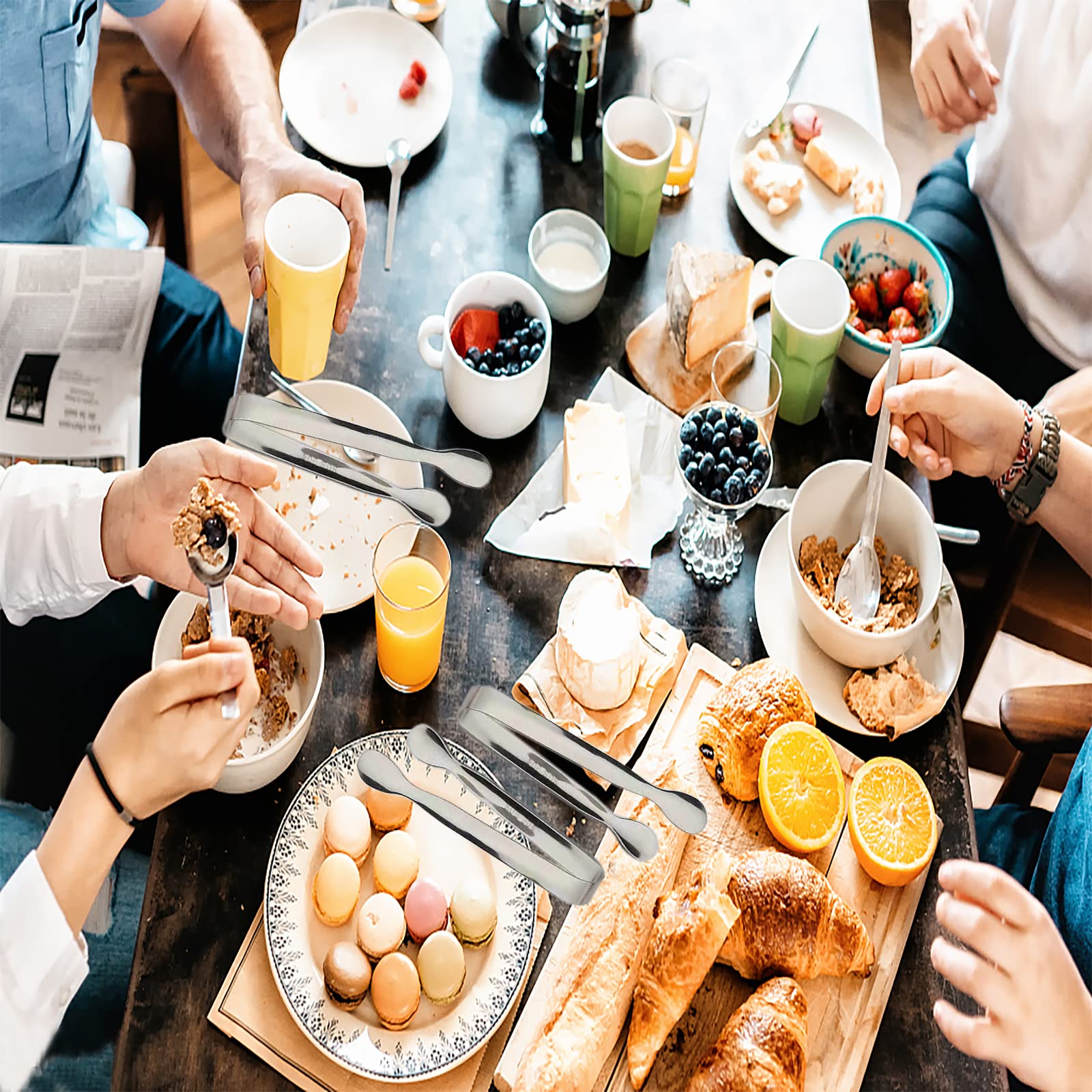 6Pcs Ice Tongs Mini Sugar Tongs 4.25Inch Stainless Steel Small Serving Tongs, Small Kitchen Tiny Tongs For Appetizers,Tea Party,