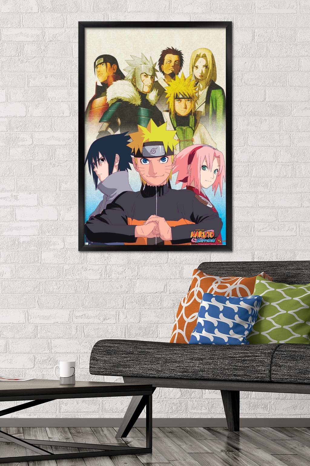 Trends International Naruto Shippuden - Key Art Wall Poster, 22.375'' X 34'', Black Framed Version