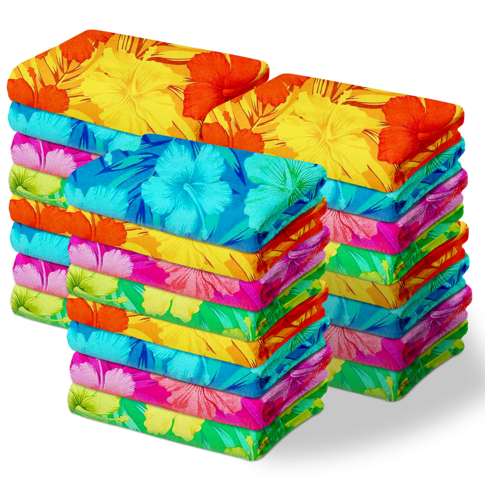 Kaufman - Colorful Hibiscus Beach Towels | 100% Cotton With Ends Hemmed | 30'' X 60'' | Colorful Soft & Absorbent Pool Towels Fo
