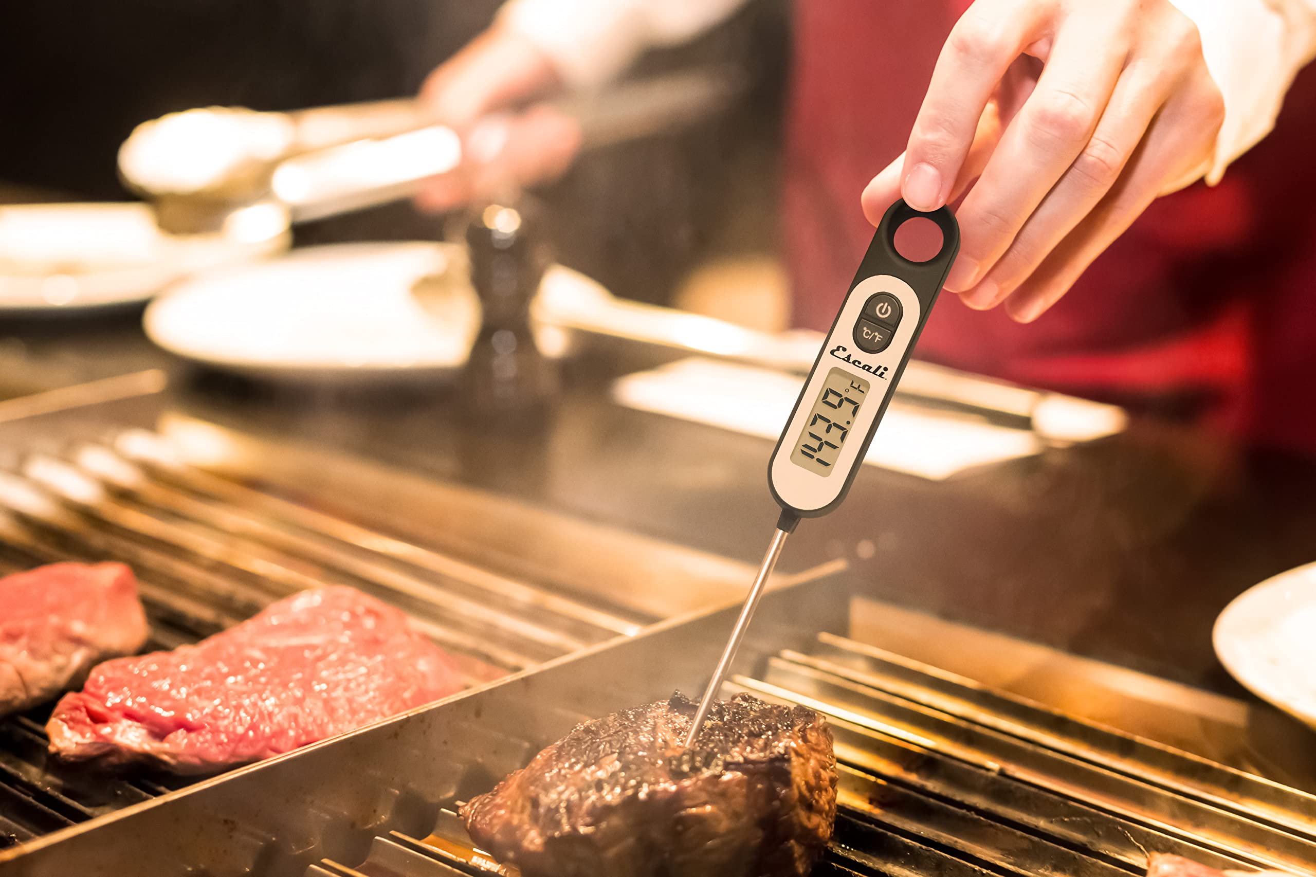 Escali Long Stem Digital Thermometer For Meat, Frying, Cooking, Candy And Kitchen Use, Extra Long 5.6-Inch Probe, Black