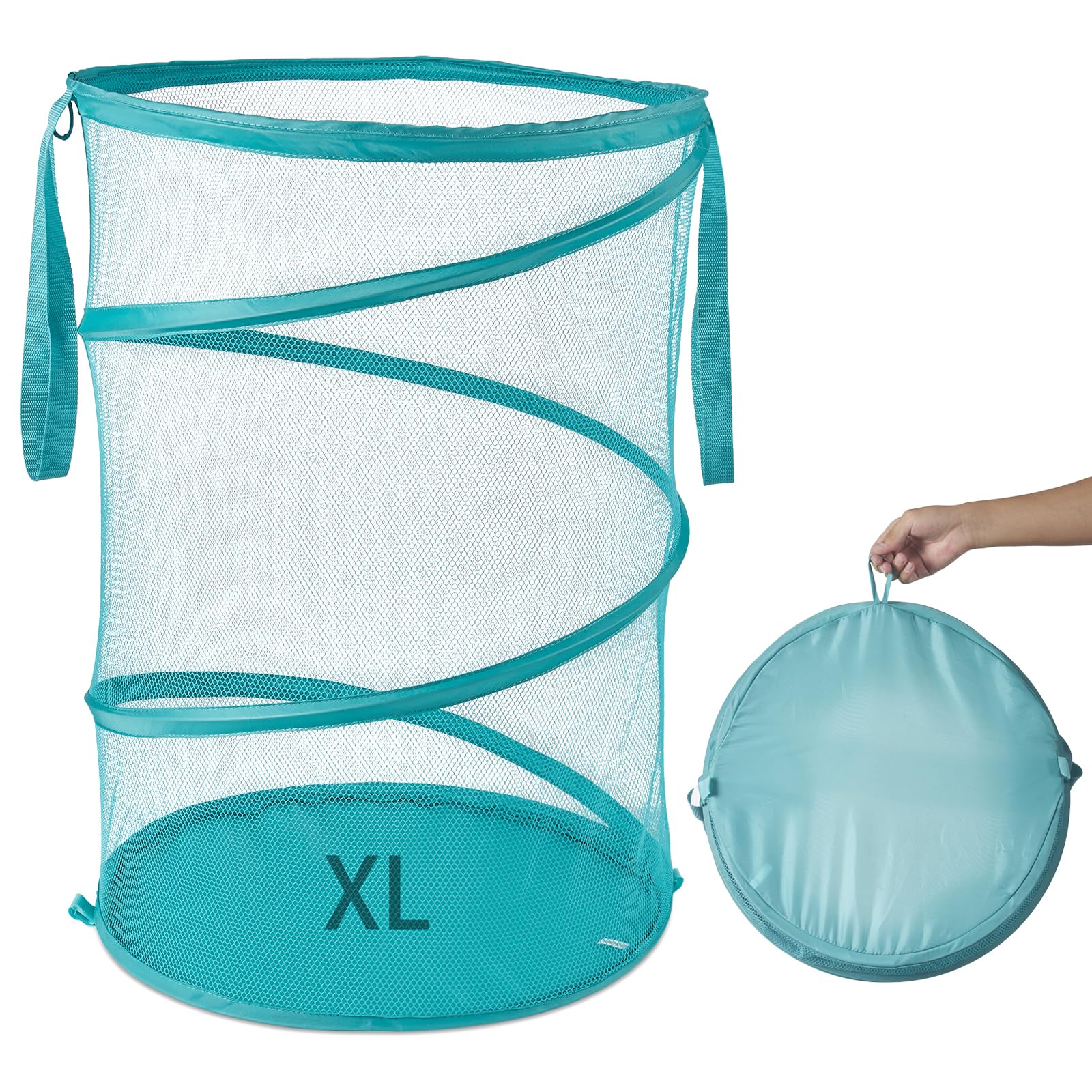 Mesh Popup Laundry Hamper 115L Collapsible Laundry Basket No Lid Extra Large Capacity Foldable Clothing Storage Basket With Hand