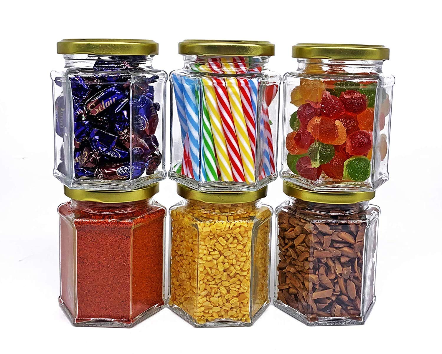 Home Stuffs Glass Jar With Airtight Lid, For Spice, Honey, Dry Fruit, 250 Ml, Set Of 6