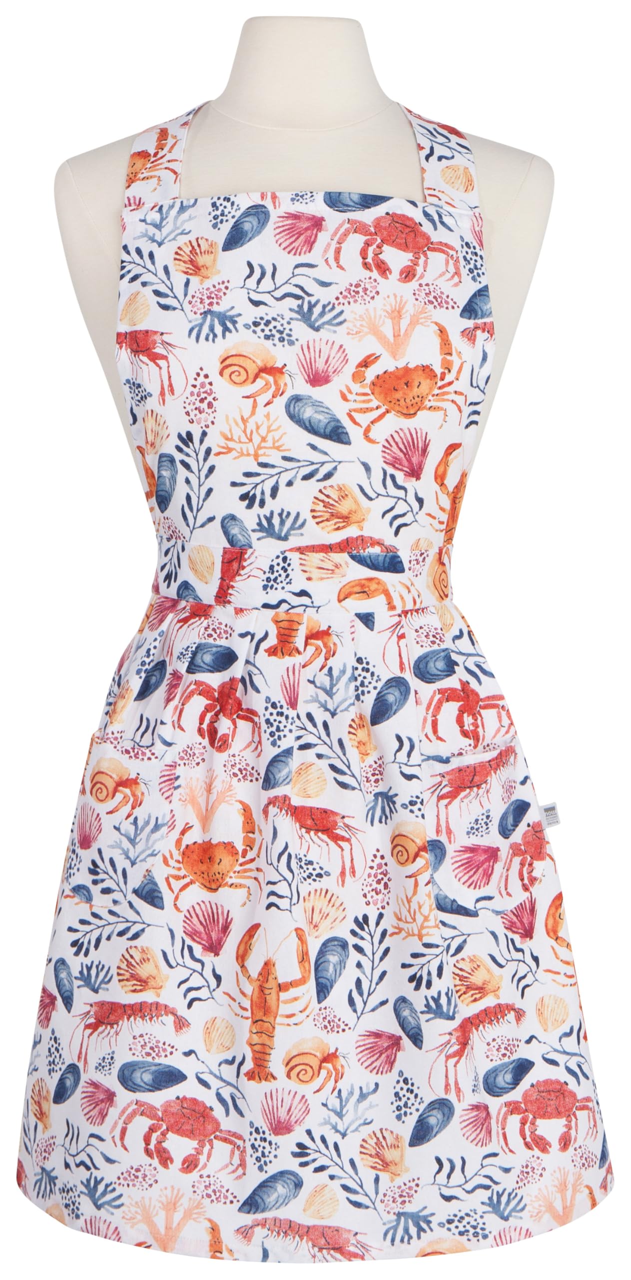 Now Designs Daily Catch Lobster Classic Cotton Apron With Two Pockets, 28 X 29 Inch