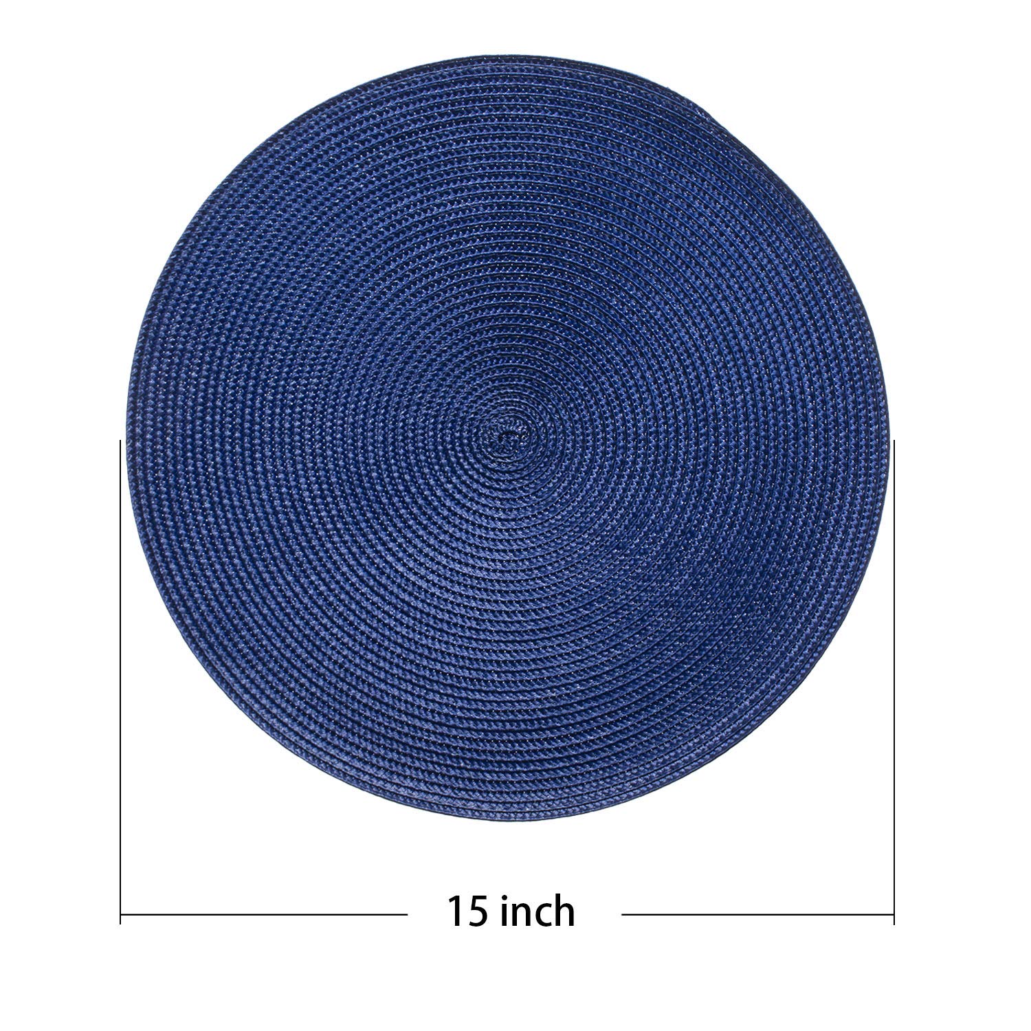 Ahhfsmei Round Braided Placemats 15 Inch Round Table Mats For Dining Tables Natural Woven Heat Resistant Place Mats Set Of 6 (Tr