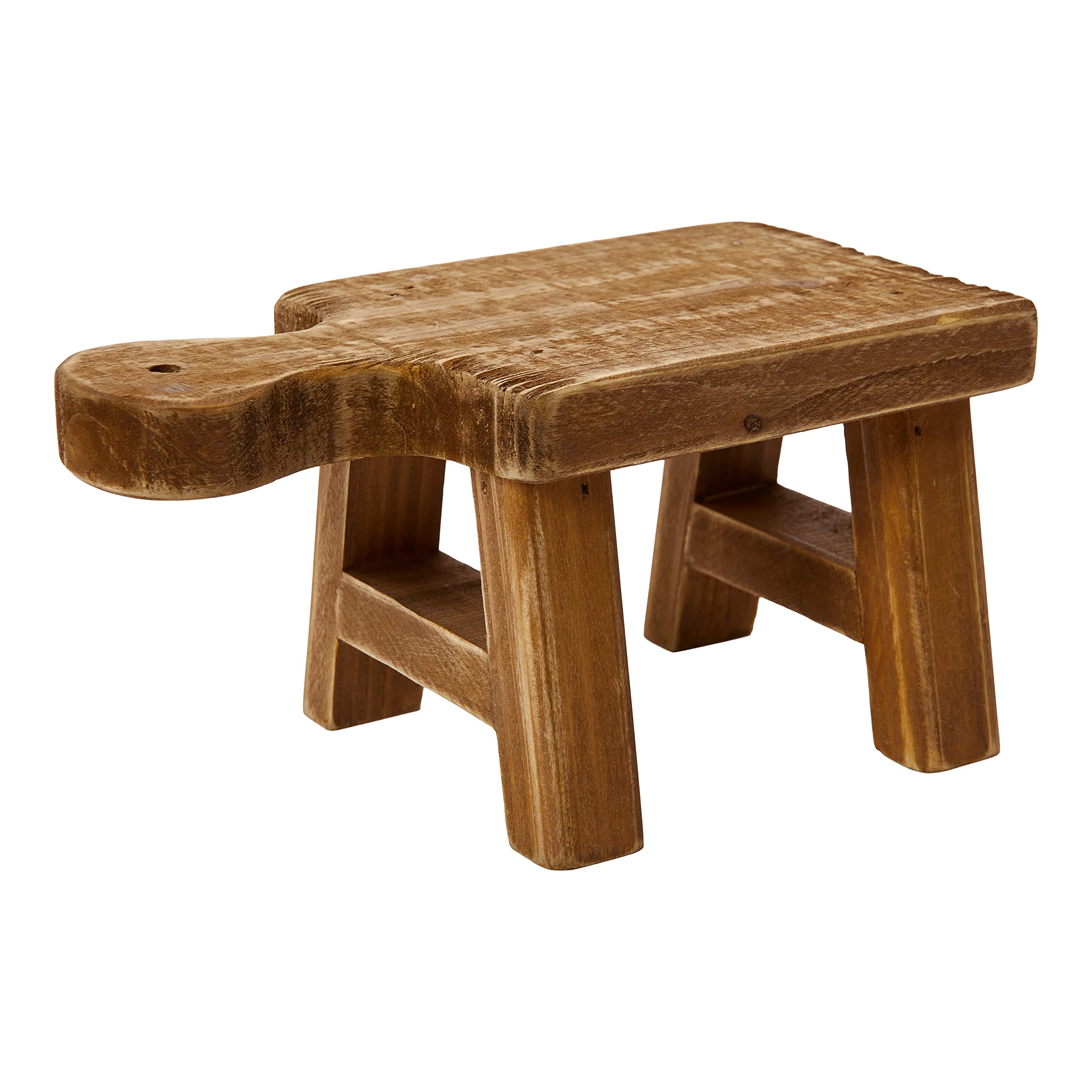 Creative Co-Op Small Wood Pedestal With Handle