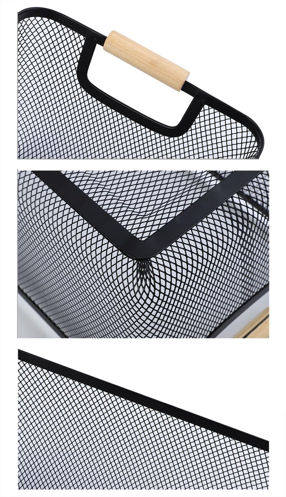 Ajioda 2 Pack Metal Mesh Steel Basket, Wire Storage Organizer Basket Multi-Function Hanging Kitchen Basket Fruit Basket With Woo