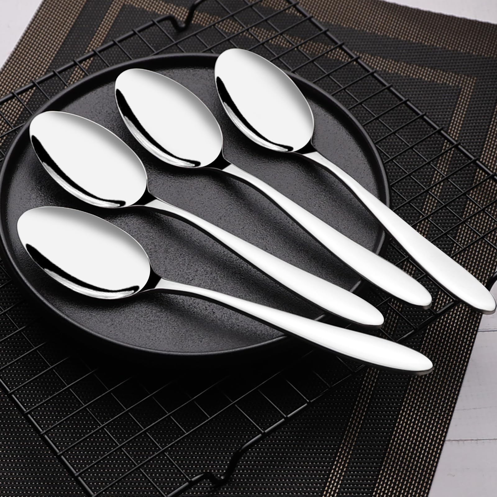 Ramddy Stainless Steel Dessert Spoon, 7.25 Inch, 12 Pieces Small Spoons Set