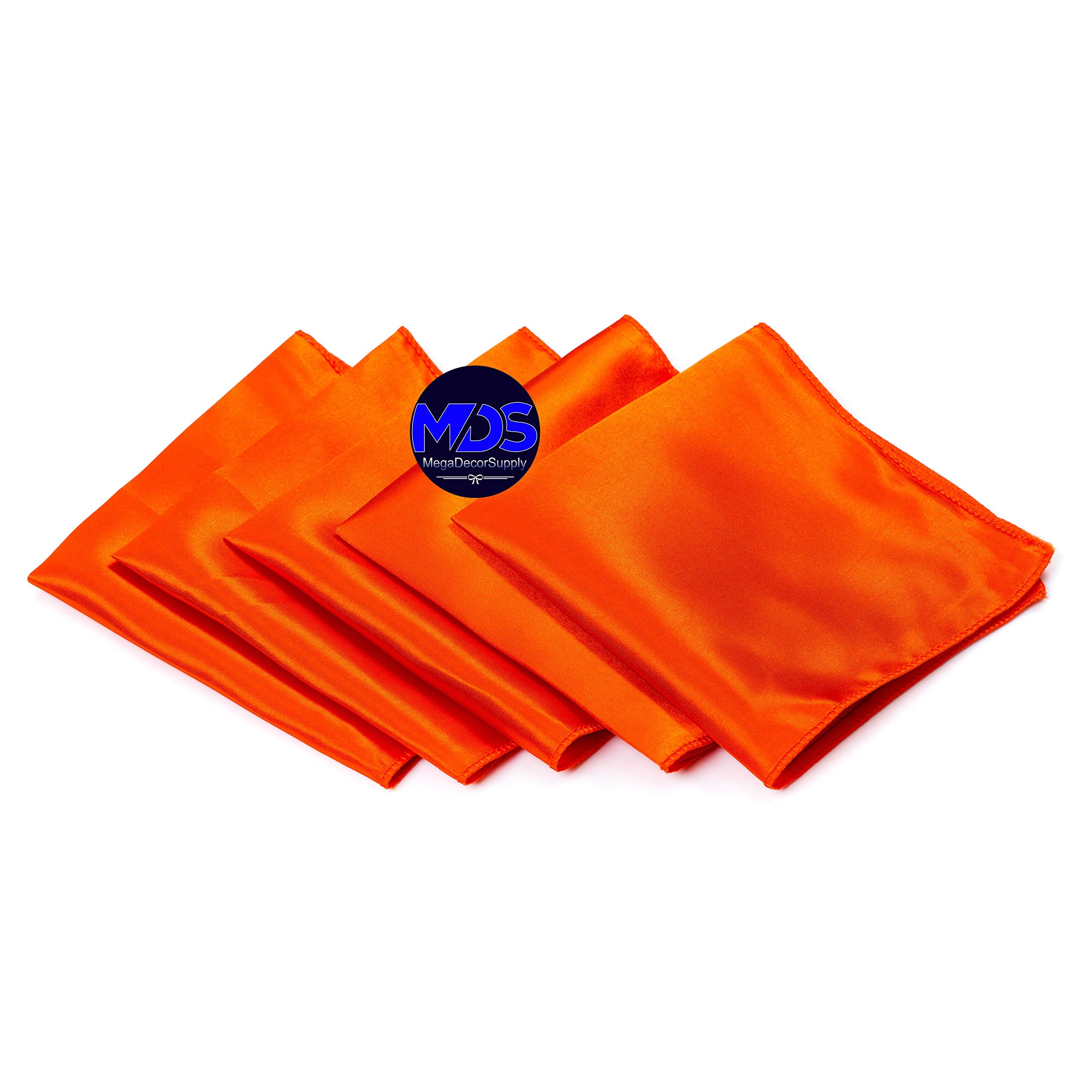 Mds Pack Of 50 Wedding Satin 12''X 12'' Square Dinner Napkin Or Handkerchief For Wedding Banquet Decoration - Orange